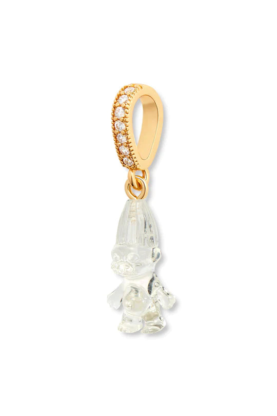 Norwegian Lucky Troll Translucent Pendant with Pave Gold Connector - Perfect for Necklaces, Bracelets & Gift Giving