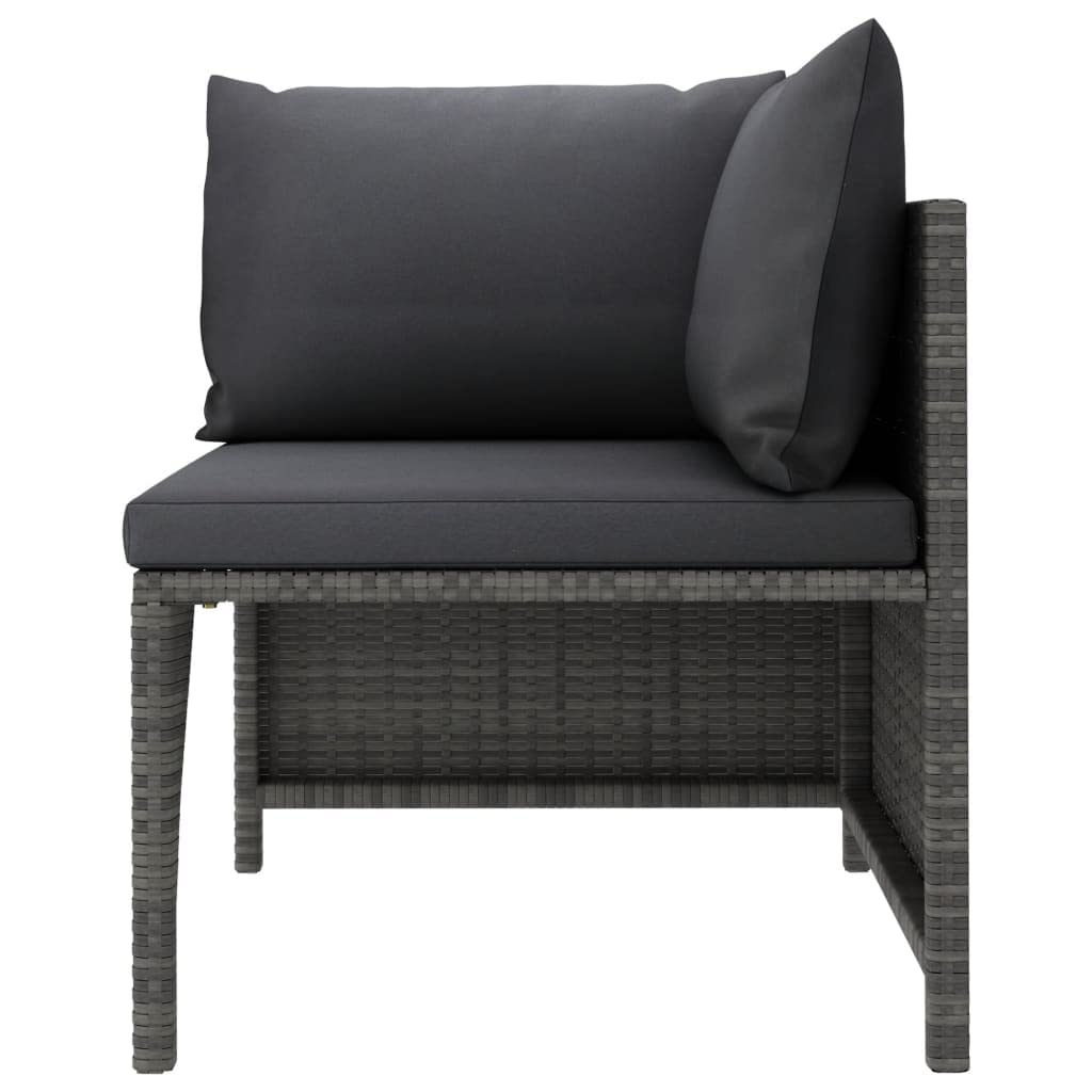 CHARMMA 3-Seater Outdoor Patio Sofa Set with Weather-Resistant Gray Poly Rattan & Comfortable Cushions - Perfect for Garden, Backyard, Poolside or Balcony Relaxation