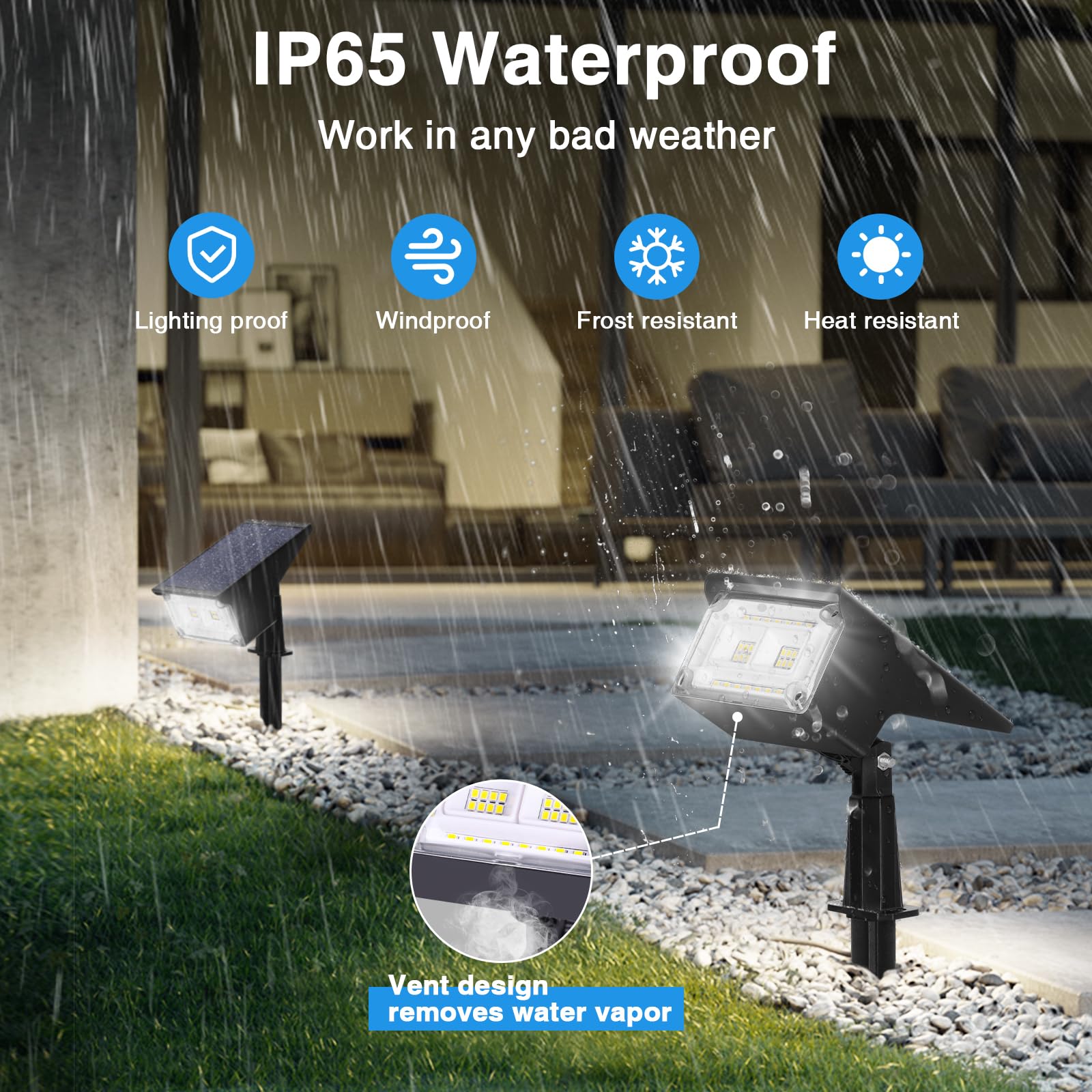 ZJOJO 2 Pack Solar Spot Lights Outdoor - 40 LEDs IP65 Waterproof Solar Landscape Spotlights, 6500K Daylight Wall Lights for Garden, Yard, Pathway & Patio | Solar Powered Outdoor Lighting for Decoration & Security