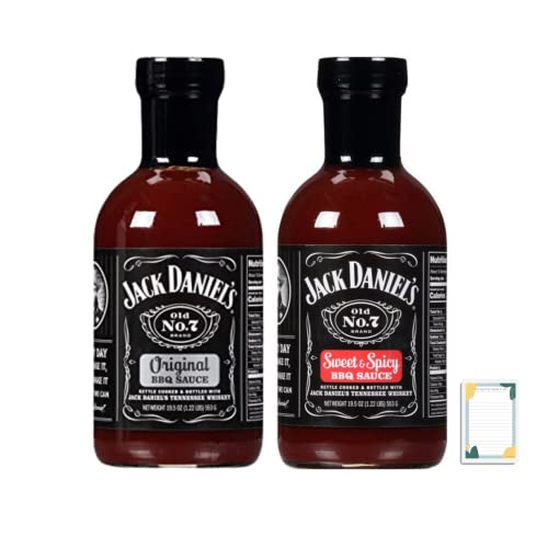 Jack Daniel's No. 7 Original & Sweet Spicy BBQ Sauce - 19 oz Bottles (2-Pack) | Premium Whiskey-Infused Barbecue Glaze & Marinade for Grilling, Smoking, and Tailgating | Perfect Gift for Men & BBQ Lovers