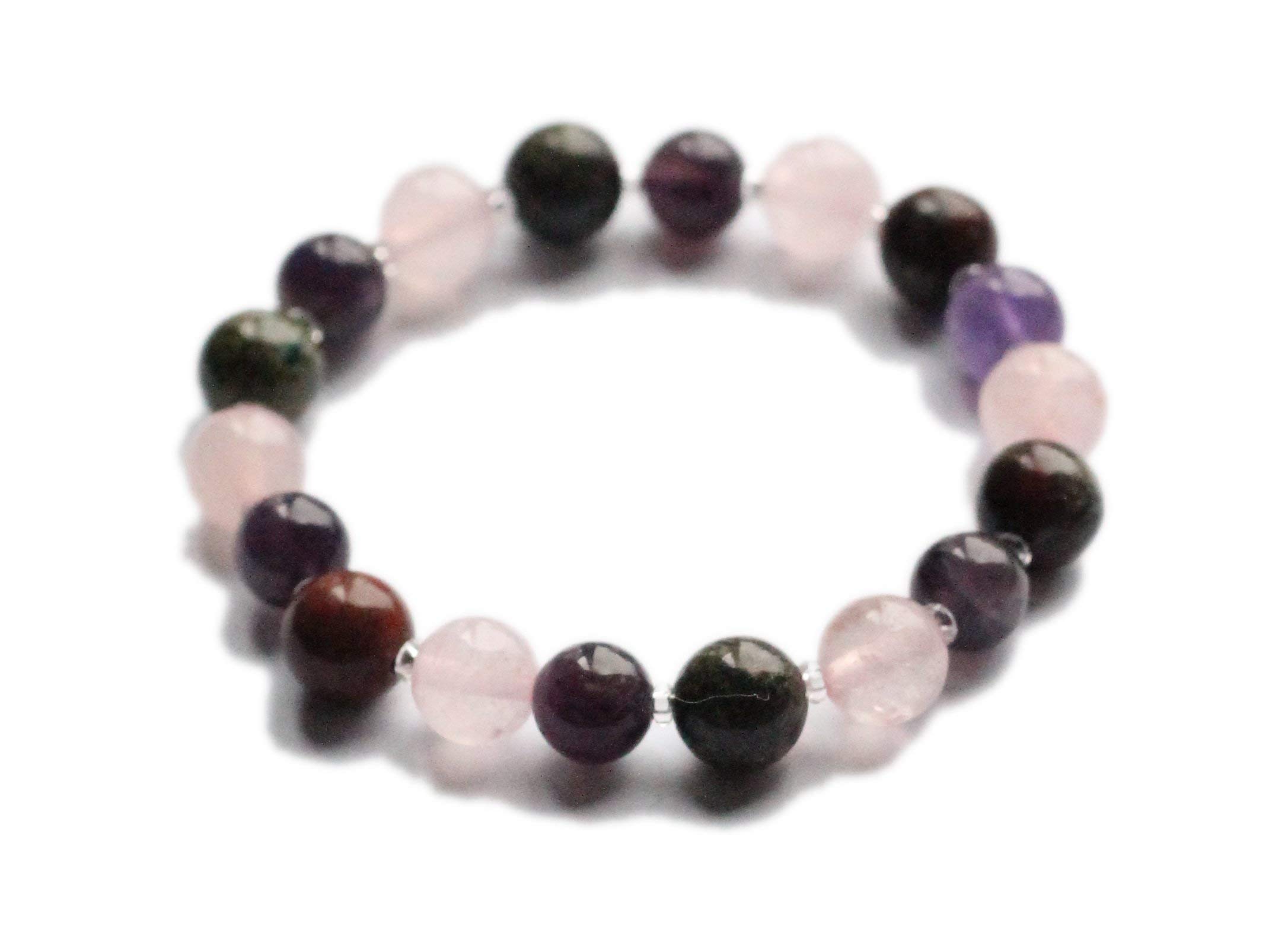 Empath Protection Bracelet with Amethyst, Bloodstone & Rose Quartz - Anger & Aggression Control - Perfect for Meditation, Energy Healing & Emotional Balance