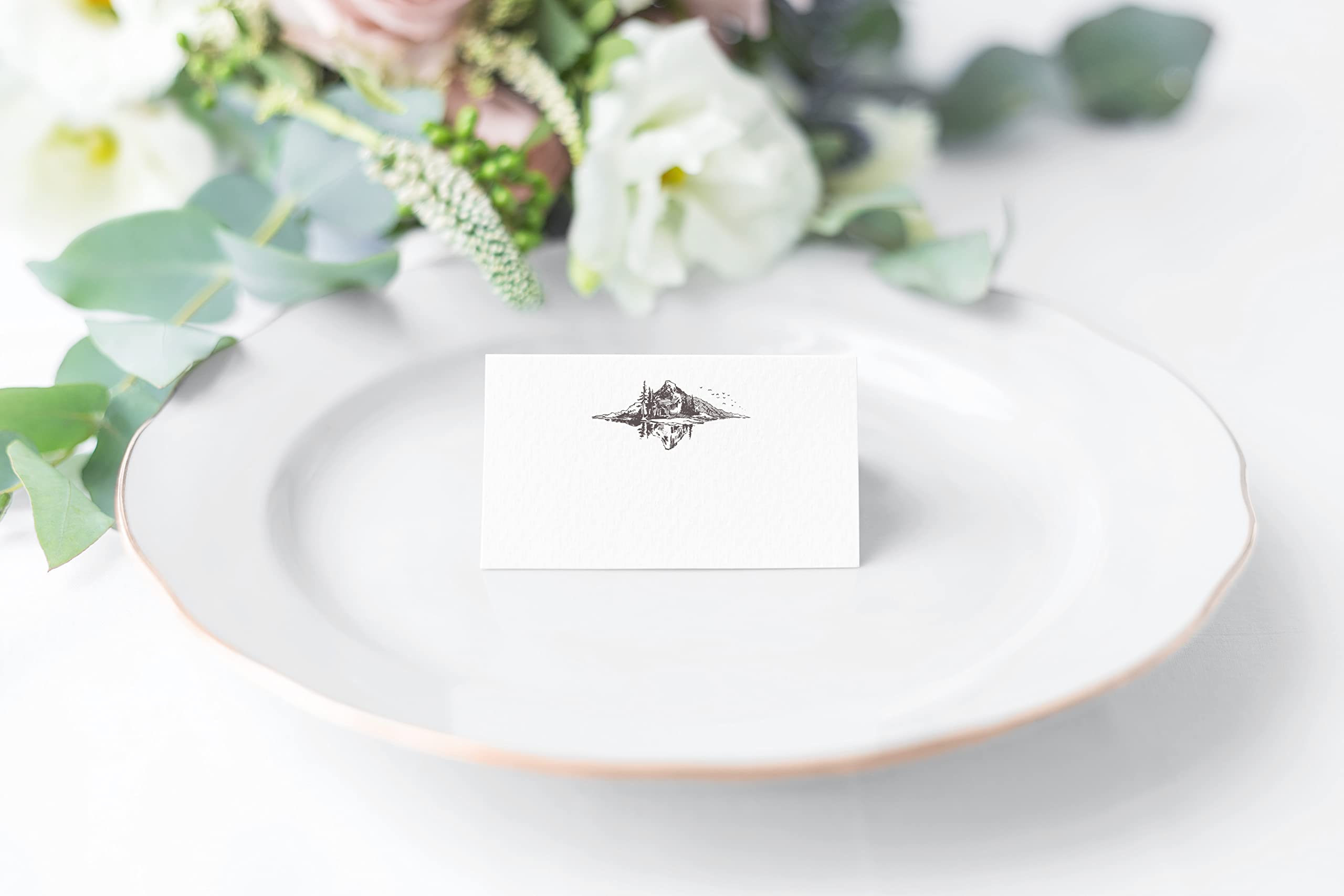 Mountain Landscape Place Cards - Pack of 100 Wedding Seating Cards & Escort Cards (2.5 x 3 Inches) - Pre-Scored & Ready to Use for Weddings, Parties & Special Events