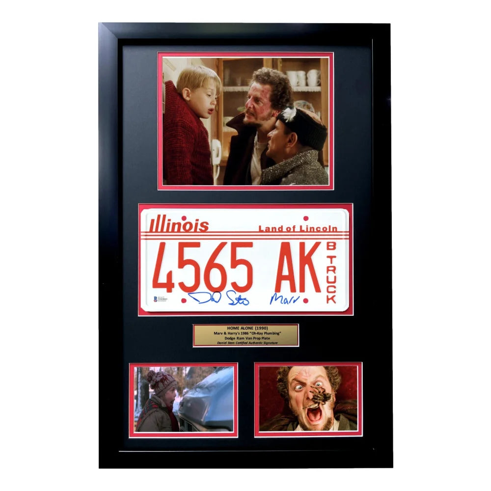 Daniel Stern Signed 'Home Alone' Movie Car License Plate - Framed BAS Autograph Marv - Perfect for Movie Memorabilia Collectors & Home Theater Decor