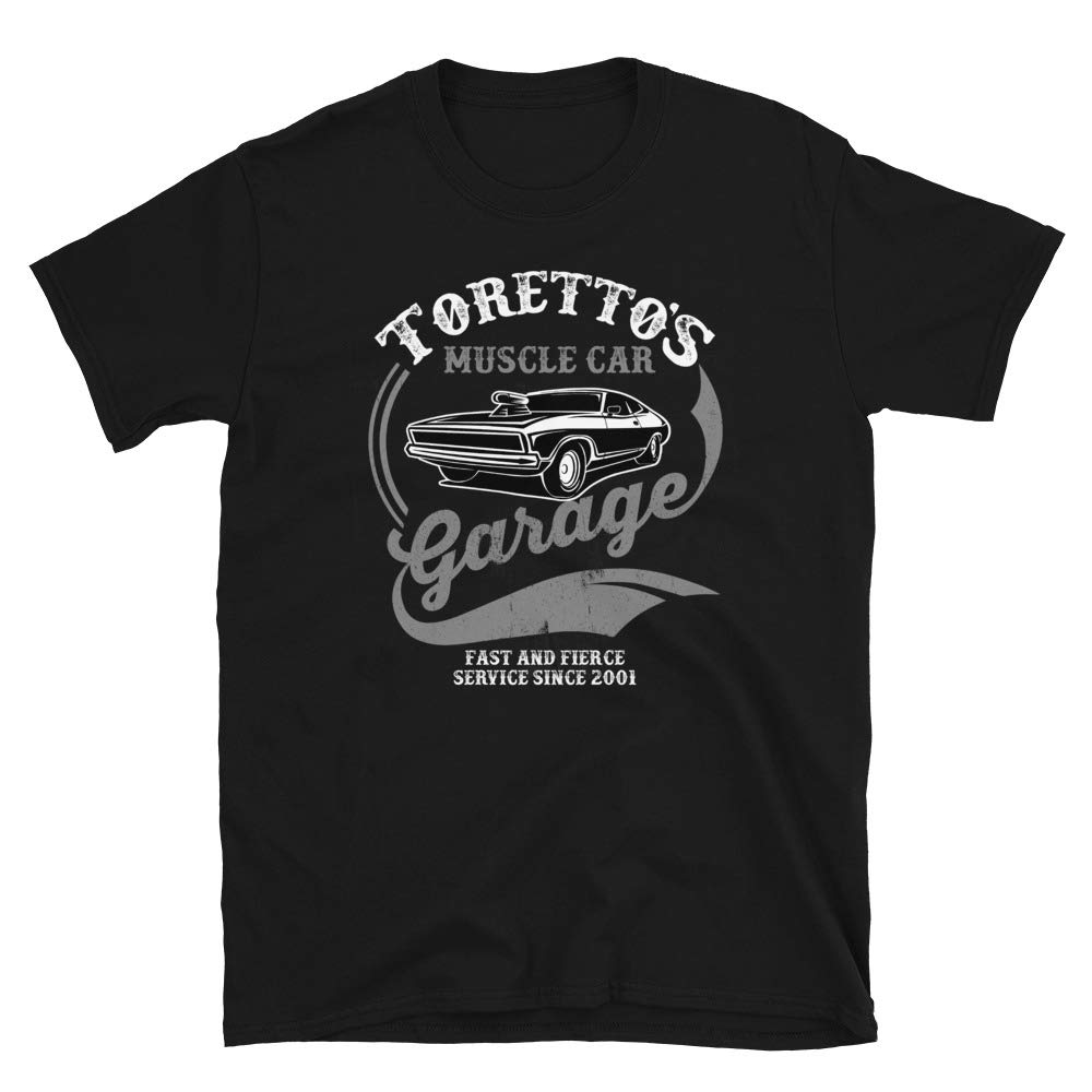 Toretto's Muscle Car Garage T-Shirt | Fast & Furious Inspired Graphic Tee | Men's Casual Streetwear for Car Enthusiasts | Perfect for Car Shows, Movie Nights & Fan Gifts