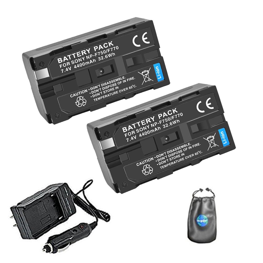 Sony NP-F750 Battery & Charger Kit with Pouch for Travel & Photography
