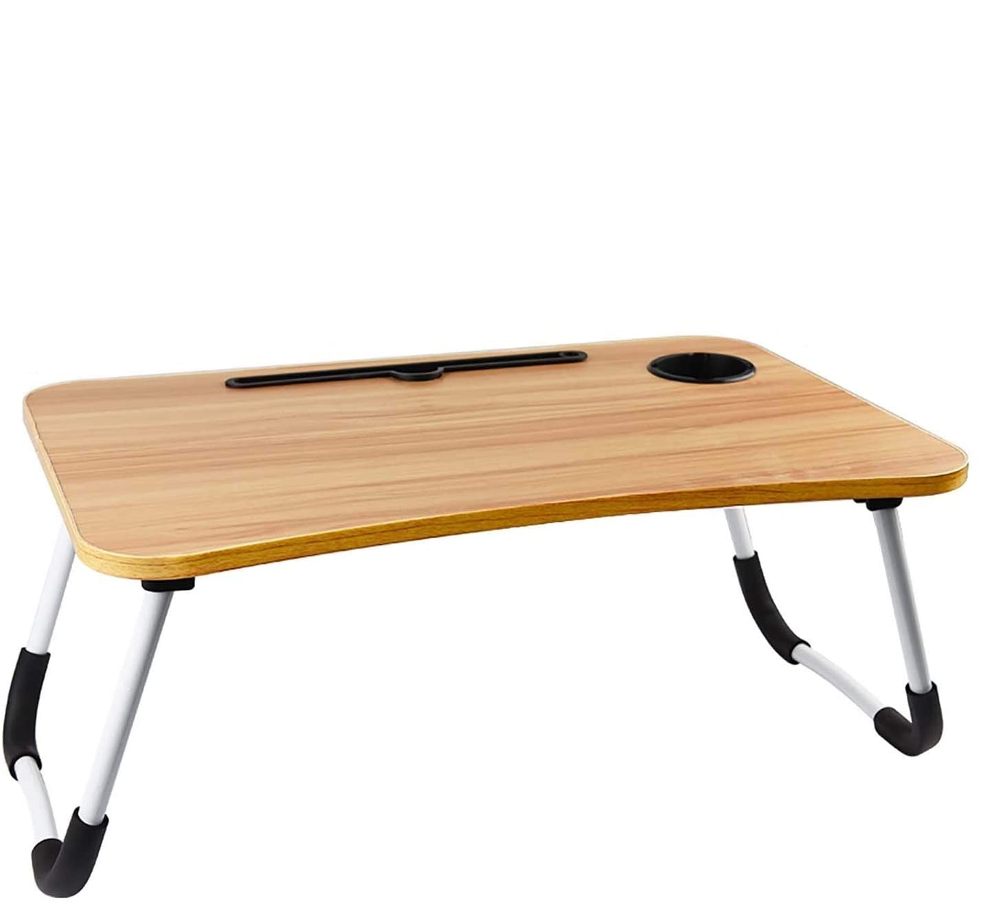 Foldable Bed Tray Lap Desk - Portable Laptop Desk with Phone Holder & Notebook Stand, Compact Folding Table for Dorm Room, Office & Home Use (Beige) | Perfect for Studying, Working, Eating in Bed or on the Couch