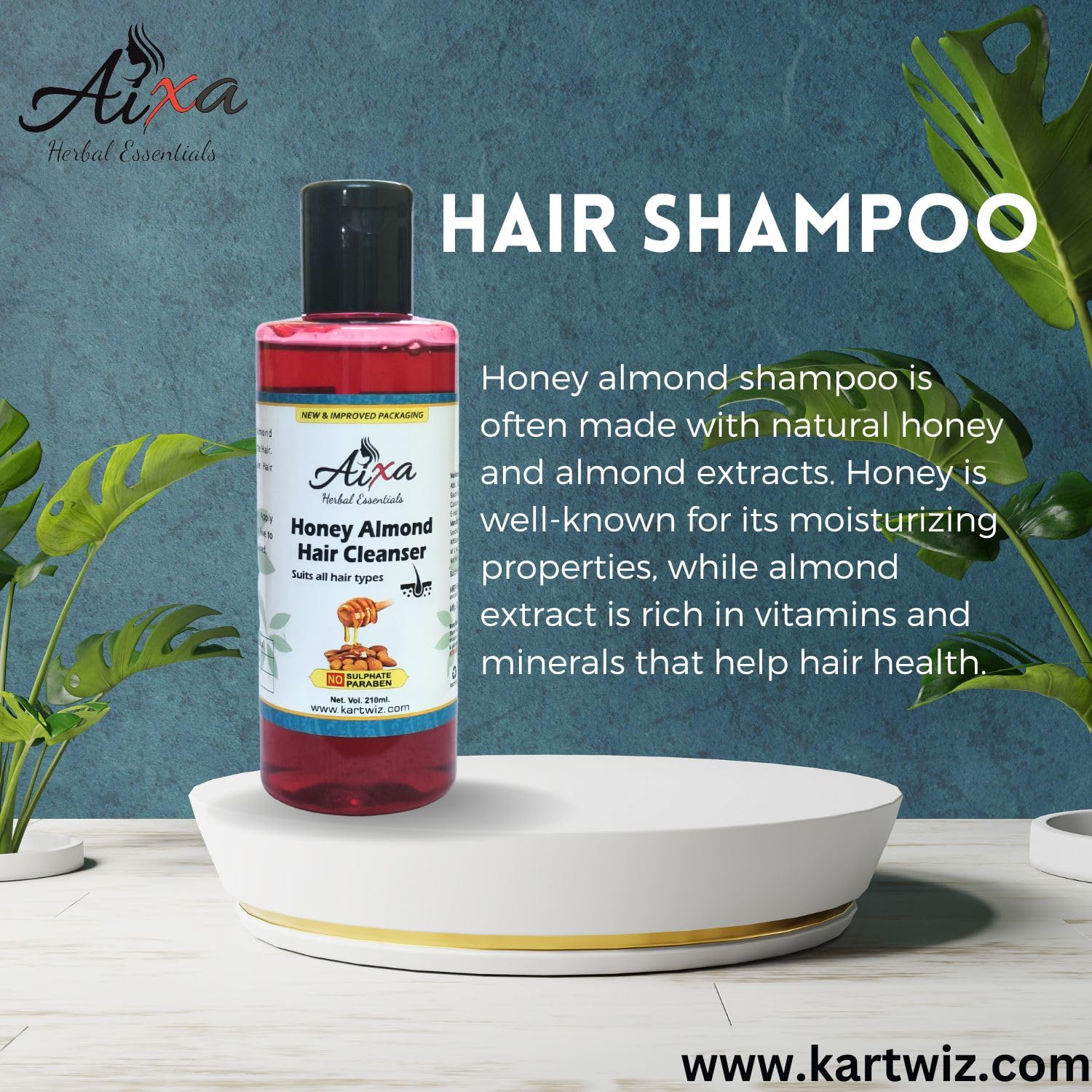 Herbigiri Herbal Honey & Almond Shampoo 210ml - Natural Hair Care for Dry & Damaged Hair - Moisturizing & Nourishing Formula - Perfect for Daily Use at Home or Salon