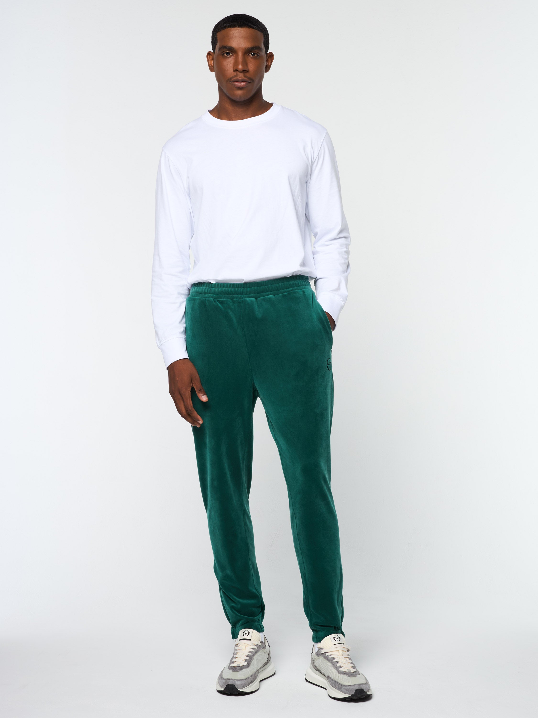 Ostuni Velour Track Pants for Women - Soft Comfortable Jogger Pants with Elastic Waistband - Perfect for Lounge, Yoga, and Casual Wear - Rainforest Green