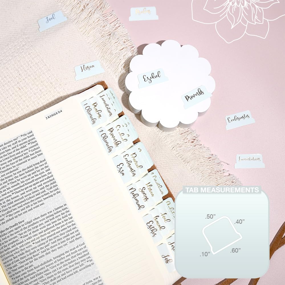 Bible Tabs with Gold Foil - 90 Durable Indexing Tabs for Bible Study & Journaling