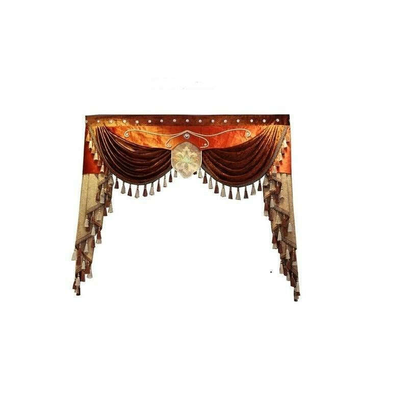 Annapolis Luxury Valance - Brown Beige Window Treatment for Living Room & Bedroom Decor | Premium Home Curtain Topper