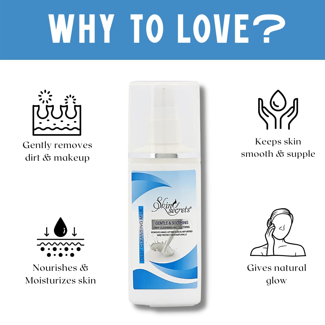 Skin Secrets Deep Cleansing Milk with Vitamin E Oil - Gentle Face Wash for Soft, Supple Skin (120ml) | Daily Skincare Routine, Makeup Removal & Hydration