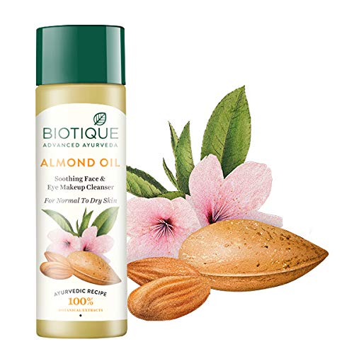 Biotique Bio Almond Oil Soothing Face & Eye Makeup Cleanser - 120ml/4.05oz | Gentle Makeup Remover for Sensitive Skin | Perfect for Daily Skincare & Travel