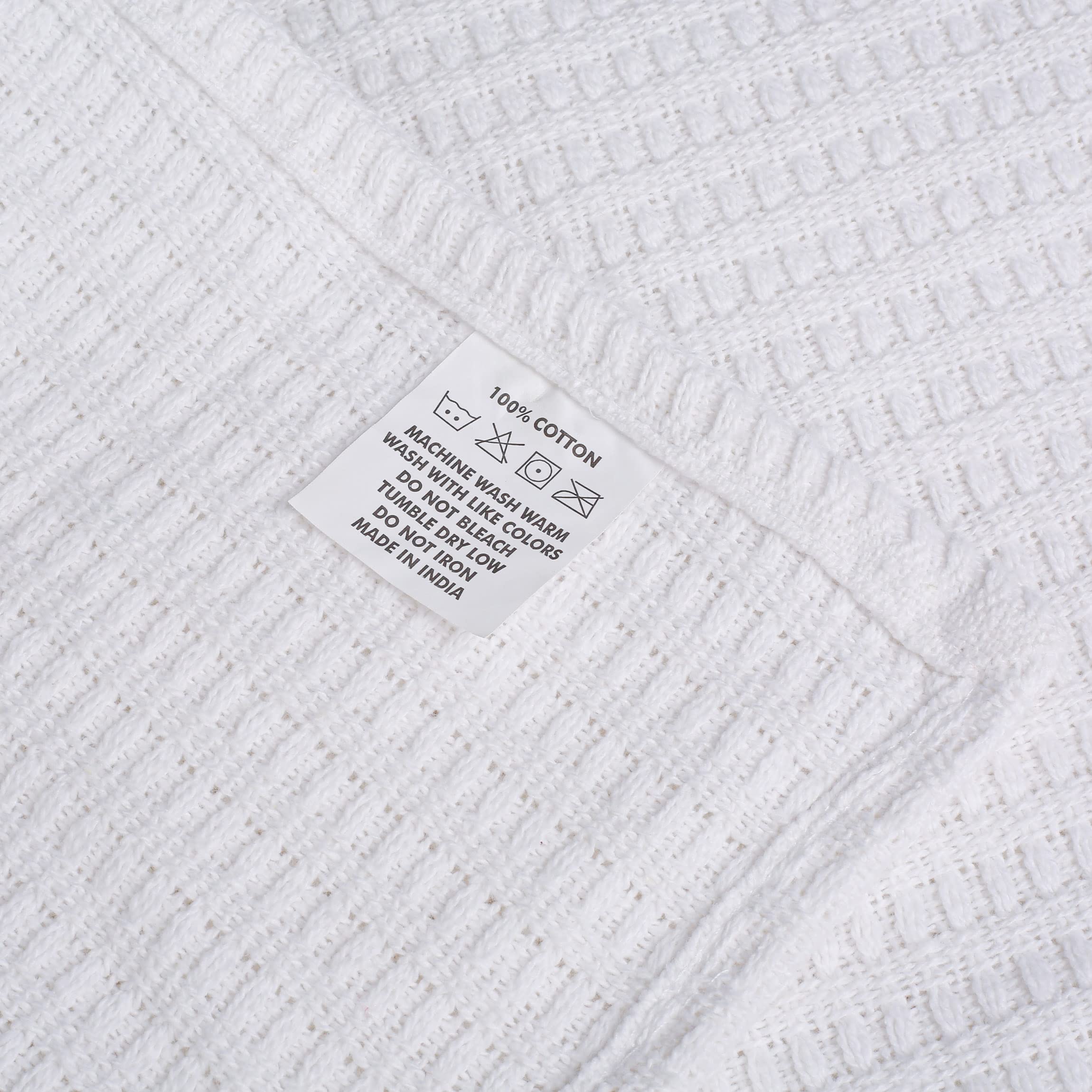 Premium King Size Cotton Blanket - Soft, Lightweight & Breathable All-Season Bedding - Classic Weave White Blanket for King Size Beds, Sofas & Couches (90