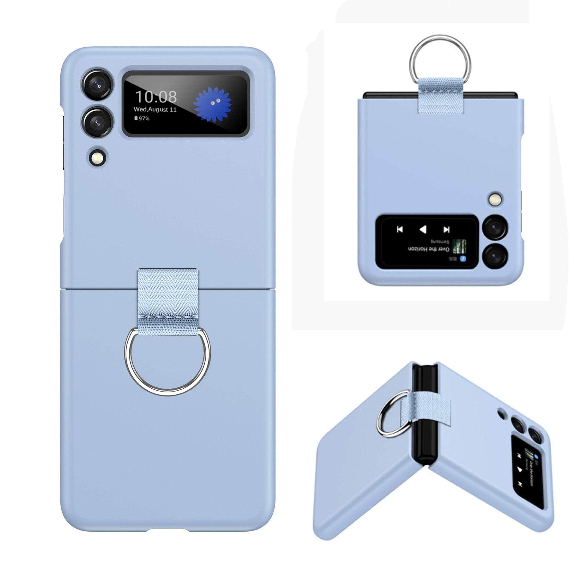 Samsung Galaxy Z Flip 3 Shockproof Phone Case with Finger Ring Holder - Protective Cover for Everyday Use, Travel & Outdoor Activities