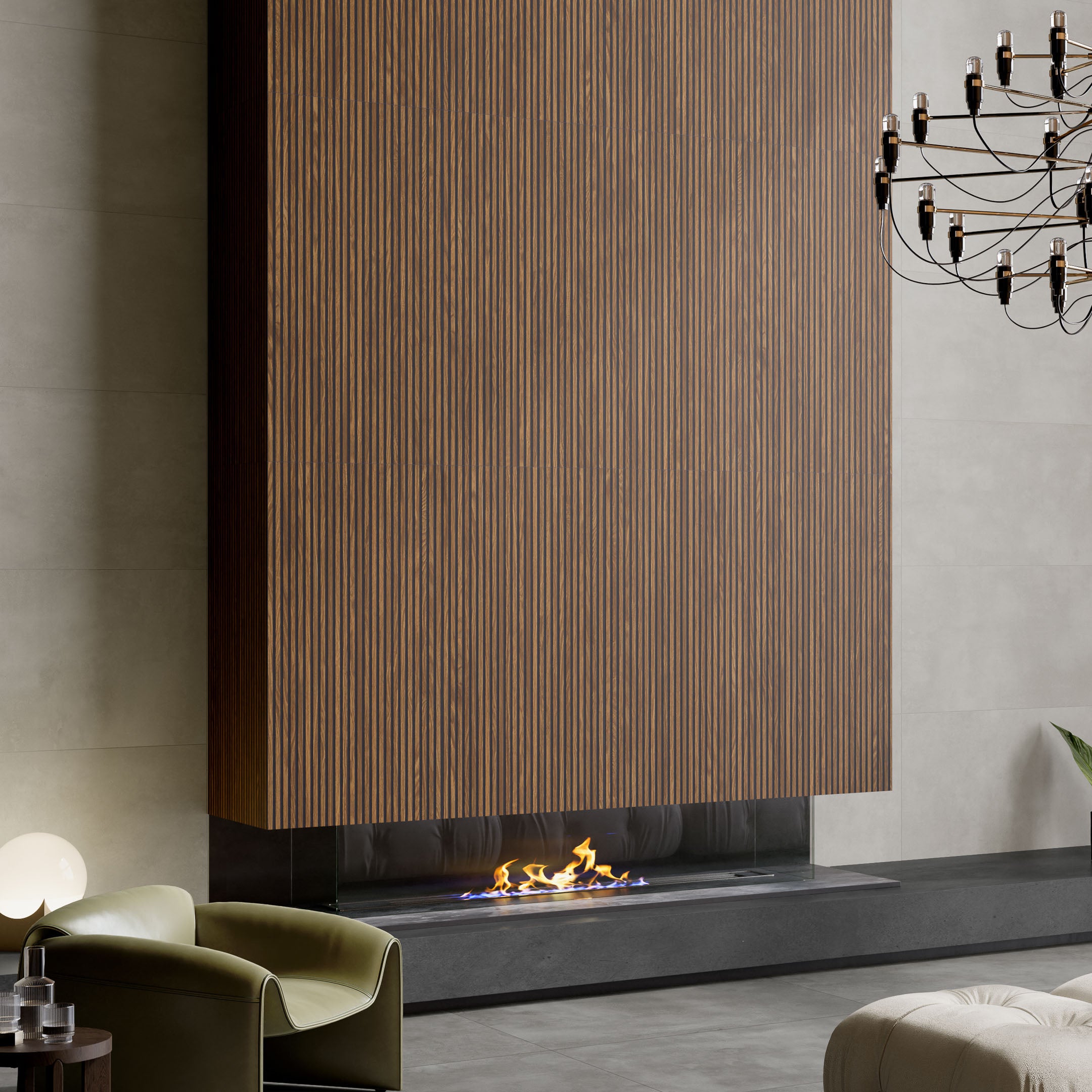 Canne Wood Slat Fluted Porcelain Tile - Rustic Wood-Look Flooring for Living Room, Kitchen & Bathroom