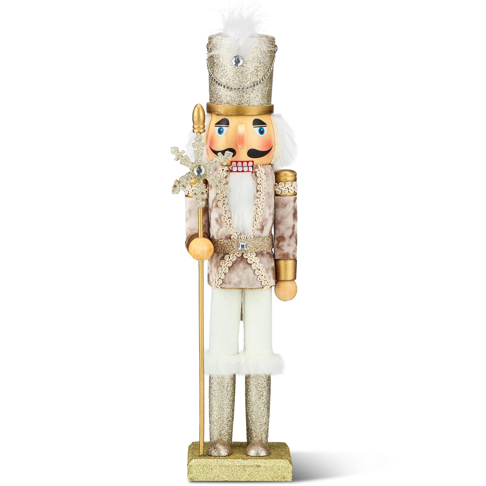 Karenhi 15 Inch Wooden Christmas Nutcracker - Traditional Holiday Nutcracker Decor for Festive Parties, Shelves & Tables | Perfect for Christmas Tree Skirt, Mantel Decor & Gift Exchange (Stylish Design)