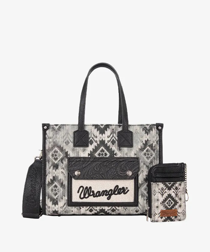 Wrangler Aztec Concealed Carry Canvas Tote Bag for Women - Stylish & Durable Purse with Hidden Gun Pocket - Perfect for Everyday Use, Travel & Outdoor Activities