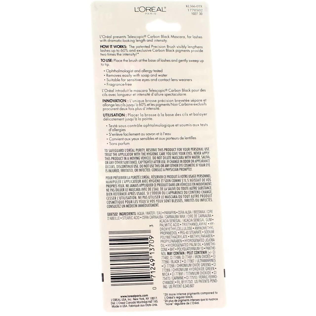 L'Oreal Paris Telescopic Mascara - Carbon Black [935] 0.27 oz (12 Pack) | Lengthening & Volumizing Mascara for Dramatic Lashes | Perfect for Day to Night Makeup & Special Occasions
