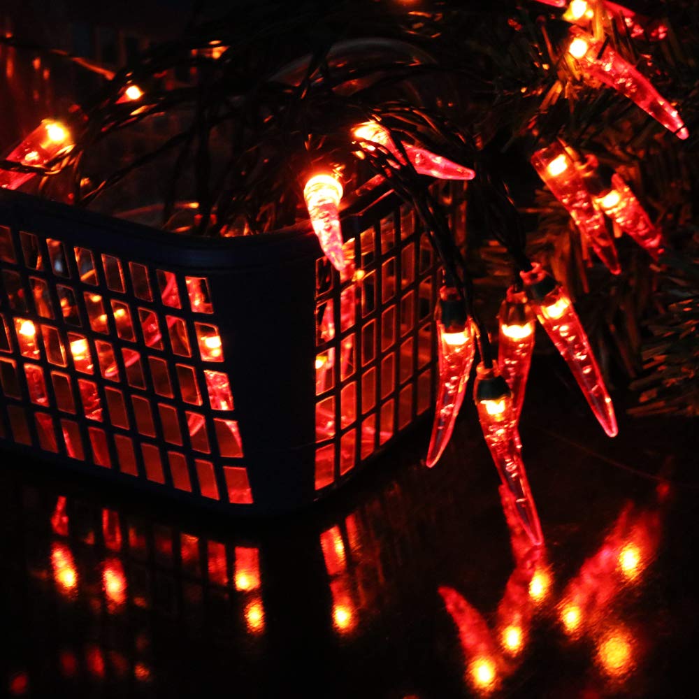 50LED Solar Red Chili String Lights - 23FT Outdoor Waterproof Fairy Lights for Garden, Porch, Wedding, Party & Christmas Decor - Energy-Efficient Solar-Powered LED Chili Pepper Lights for Holiday & Harvest Decoration