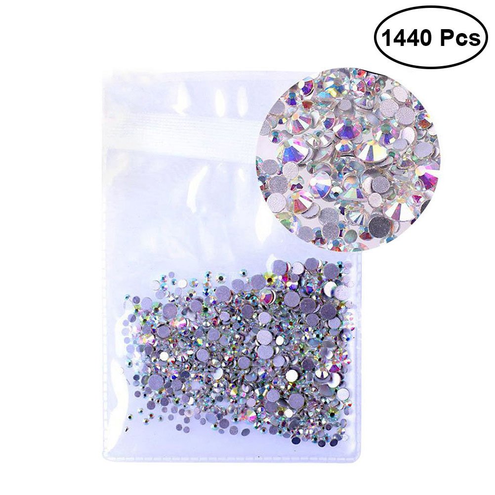 1440pcs Rhinestone Nail Art Decorations - Self-Adhesive Nail Gems, Jewelry Accessories for Nails, Toiletry Pouch & Acrylic Nails - Perfect for DIY Manicures, Nail Salons & Party Glam Looks