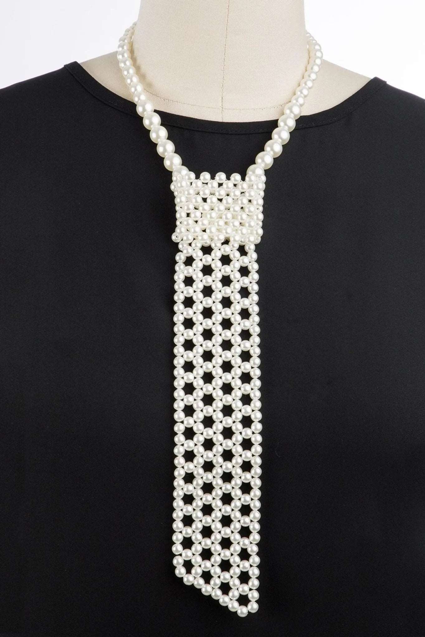 Elegant Pearl Neck Tie Angled Necklace for Women - Perfect for Weddings, Parties & Formal Events