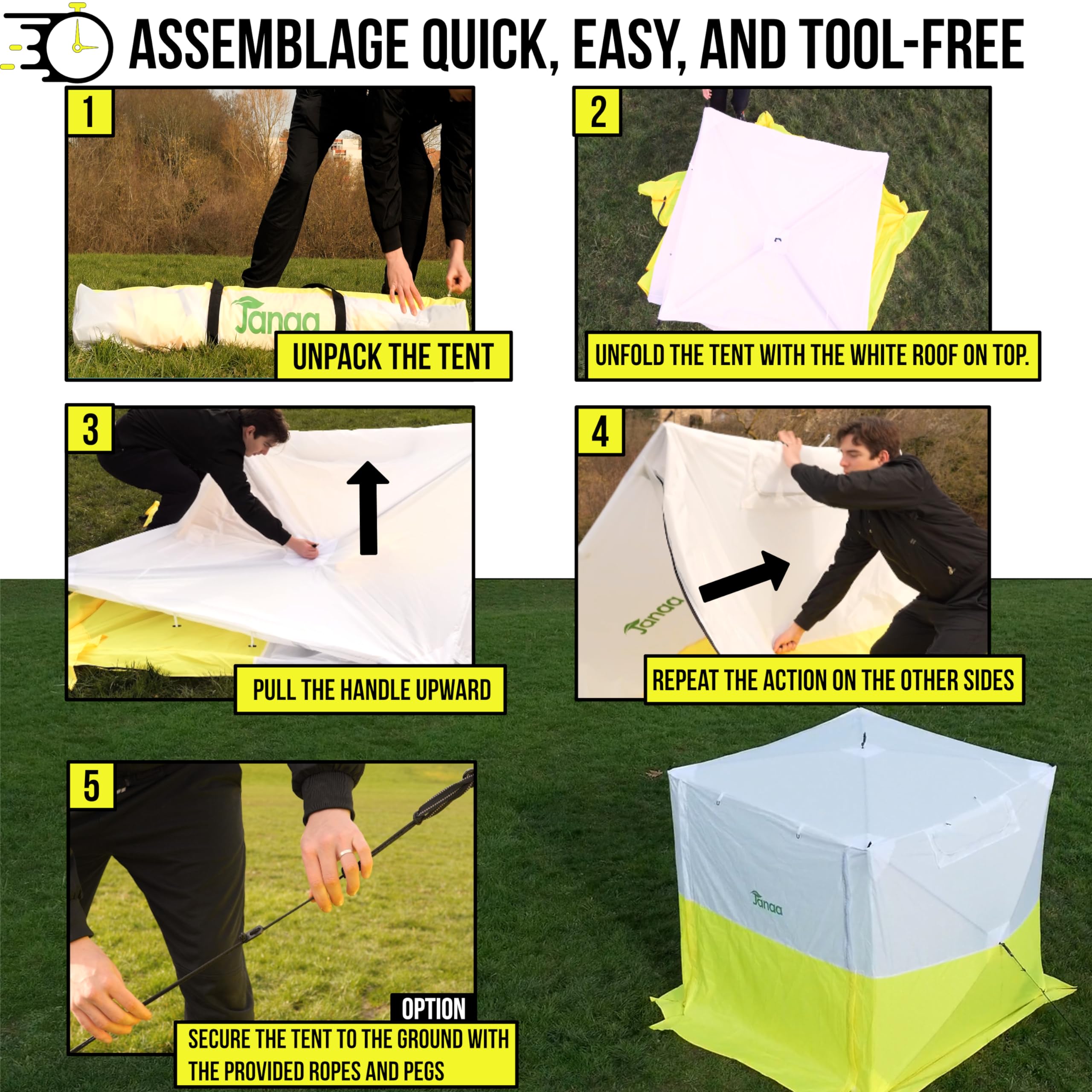 JAX3 Professional Pop Up Work Tent - 6.2x6.2x7.05 Ft UV50+ Waterproof Instant Setup Tool-Free - Heavy Duty Commercial Shelter for Outdoor Work, Fiber Optic Splicing, Construction & Camping