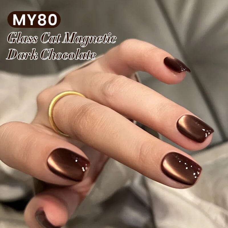 MY80 Dark Chocolate Magnetic Gel Polish for Nails - 10ml Water Light Cat Design - Perfect for Salon & Home Manicures