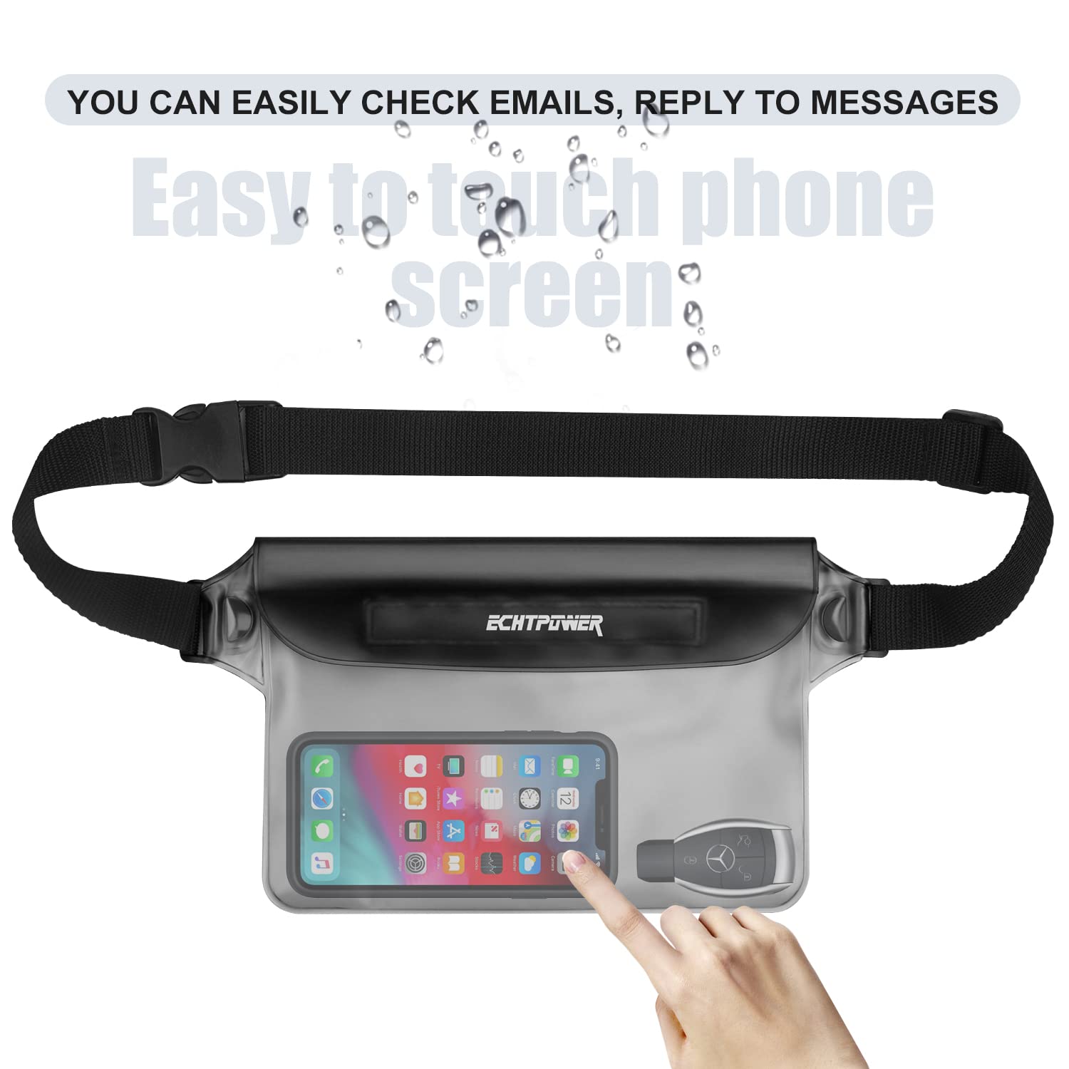 ECHTPower 2-Pack Waterproof Pouch Bag - Adjustable Waist Strap Dry Bag for Swimming, Beach, Kayaking, Boating & Outdoor Activities | Ideal for Water Sports, Travel & Hiking