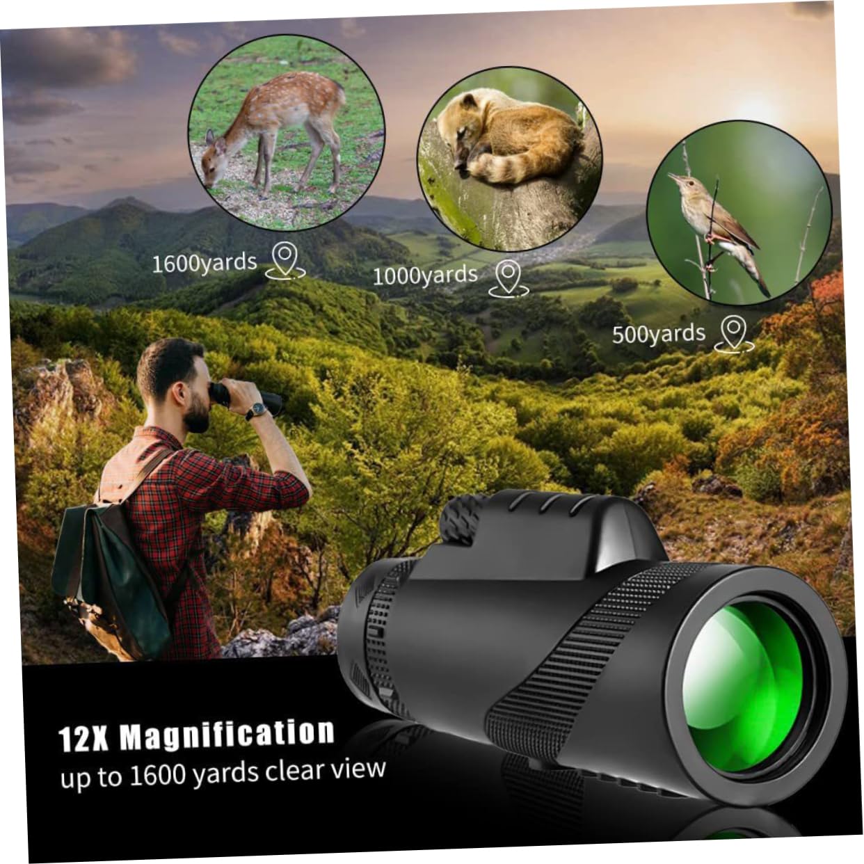 UKCOCO Compact Portable Night Vision Telescope for Adults - Lightweight Travel & Hunting Gear for Outdoor Adventures, Camping, and Wildlife Observation