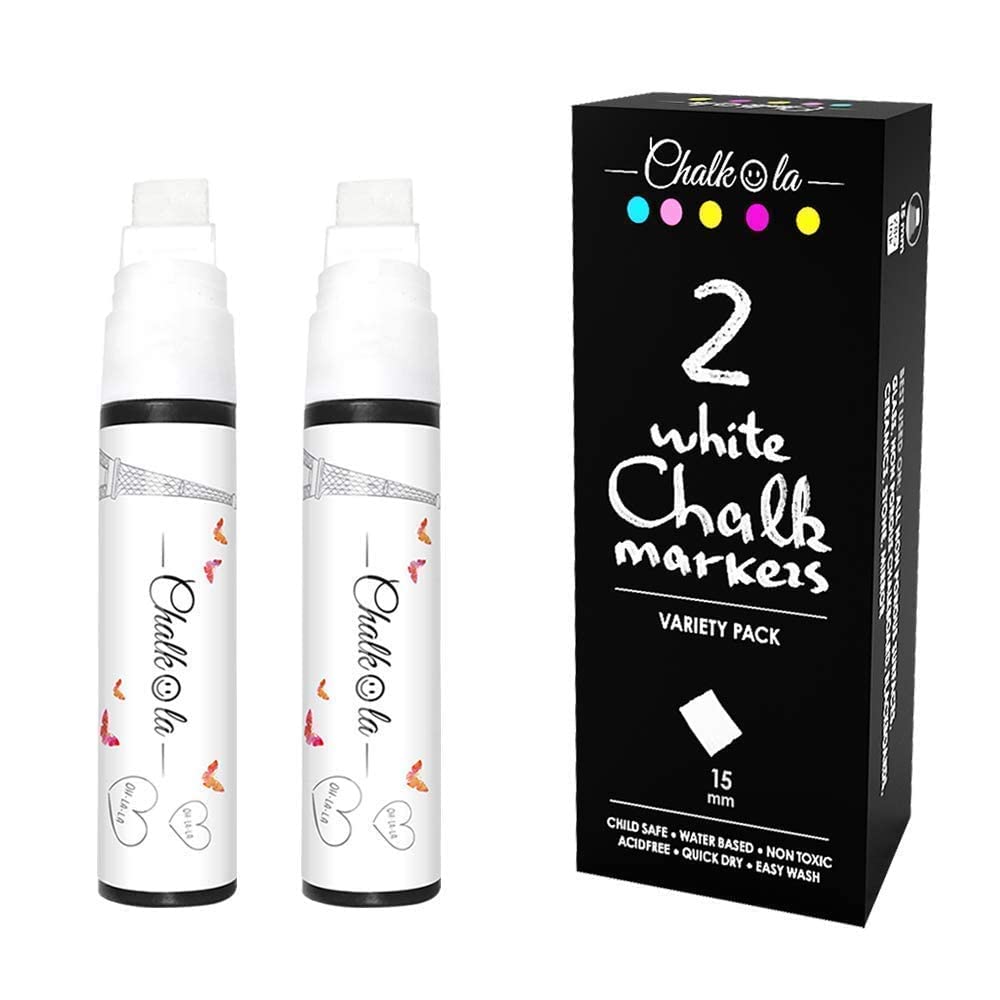 Ultimate Chalk Marker Bundle - 21 Neon & Metallic Markers + 2 White Jumbo Chalk Markers for Whiteboards, Glass Writing, and DIY Crafts