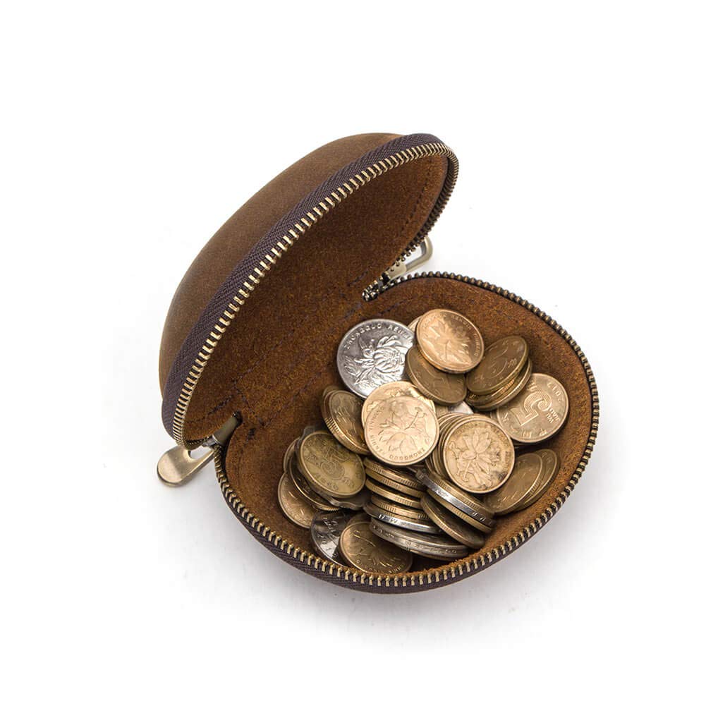 Hiram Men's Leather Coin Purse - Premium Travel Wallet for Coins & Cash (Coffee Brown) | Durable & Compact for Daily Use, Traveling, and Gifts
