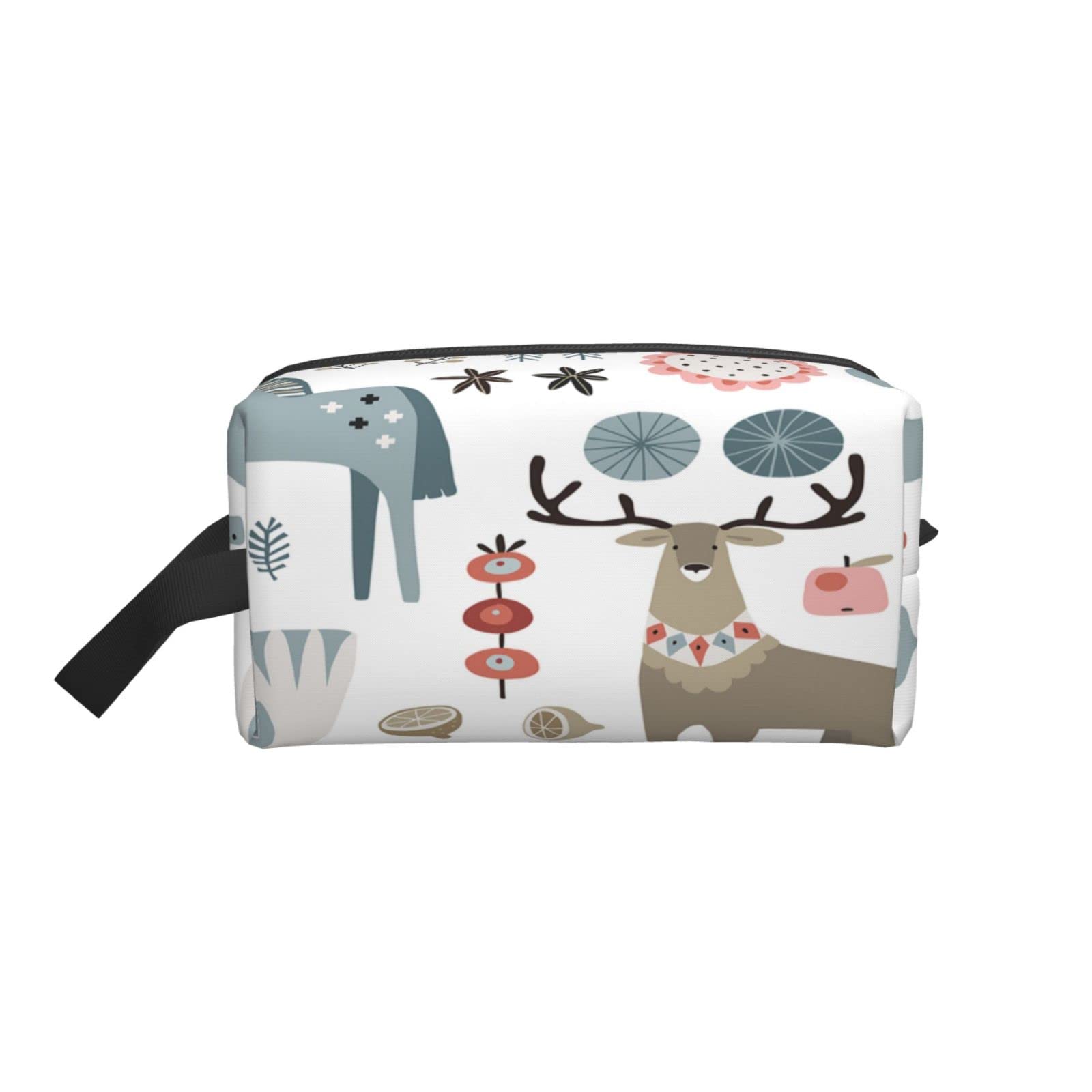 Nordic Retro Toiletry Bag with Christmas Animals & Nature for Travel