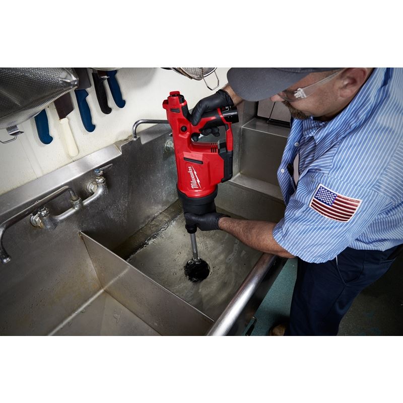 2572B 21 M12 12V Lithium-Ion Cordless Drain Cleaning Air Snake Gun Kit - Professional Clog Remover for Sinks, Bathtubs & Showers - Ideal for Plumbers & Homeowners