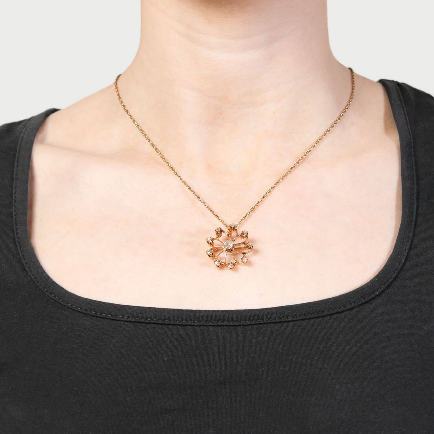 14K Gold Victorian Diamond Snowflake Brooch & Pendant - Elegant Vintage Jewelry for Christmas, Weddings, and Special Occasions