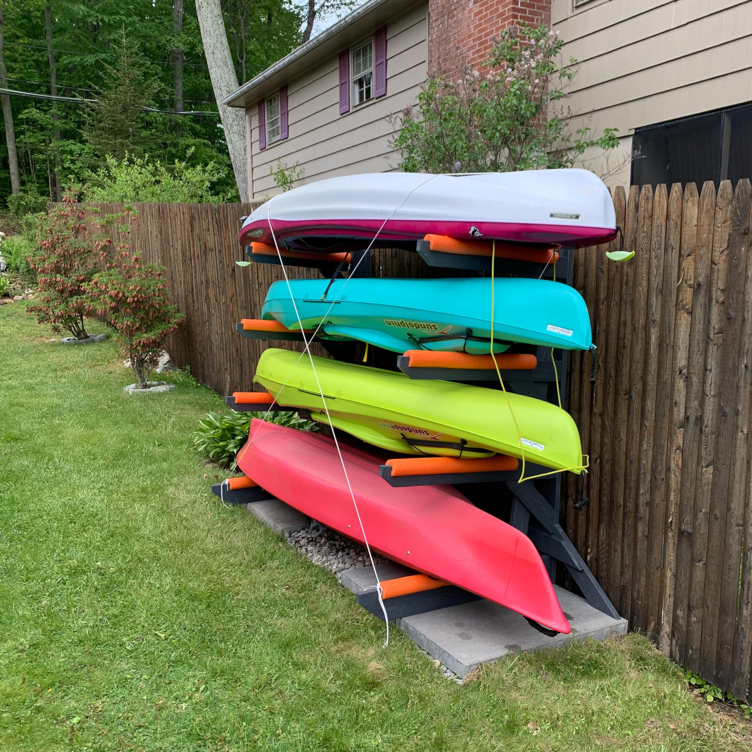 **Freestanding Poly Kayak Storage Rack - Heavy Duty Canoe & SUP Stand for Garage, Outdoor, or Shed - Perfect for Kayak, Paddle Board, and Canoe Organization**