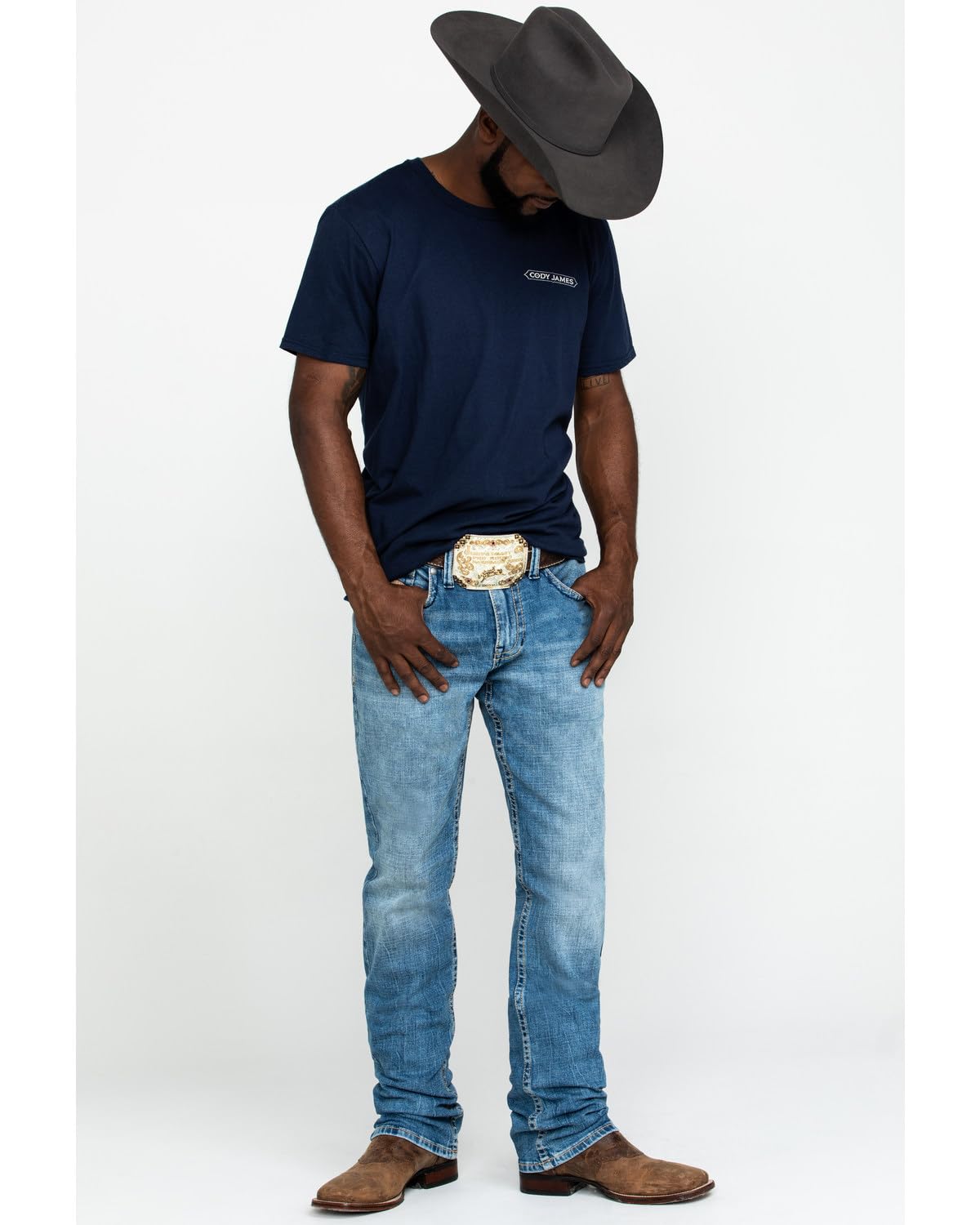 Cody James Men's Straight Fit Jeans - Classic Blue Denim Pants for Casual & Work Wear | Comfortable & Durable Stretch Denim