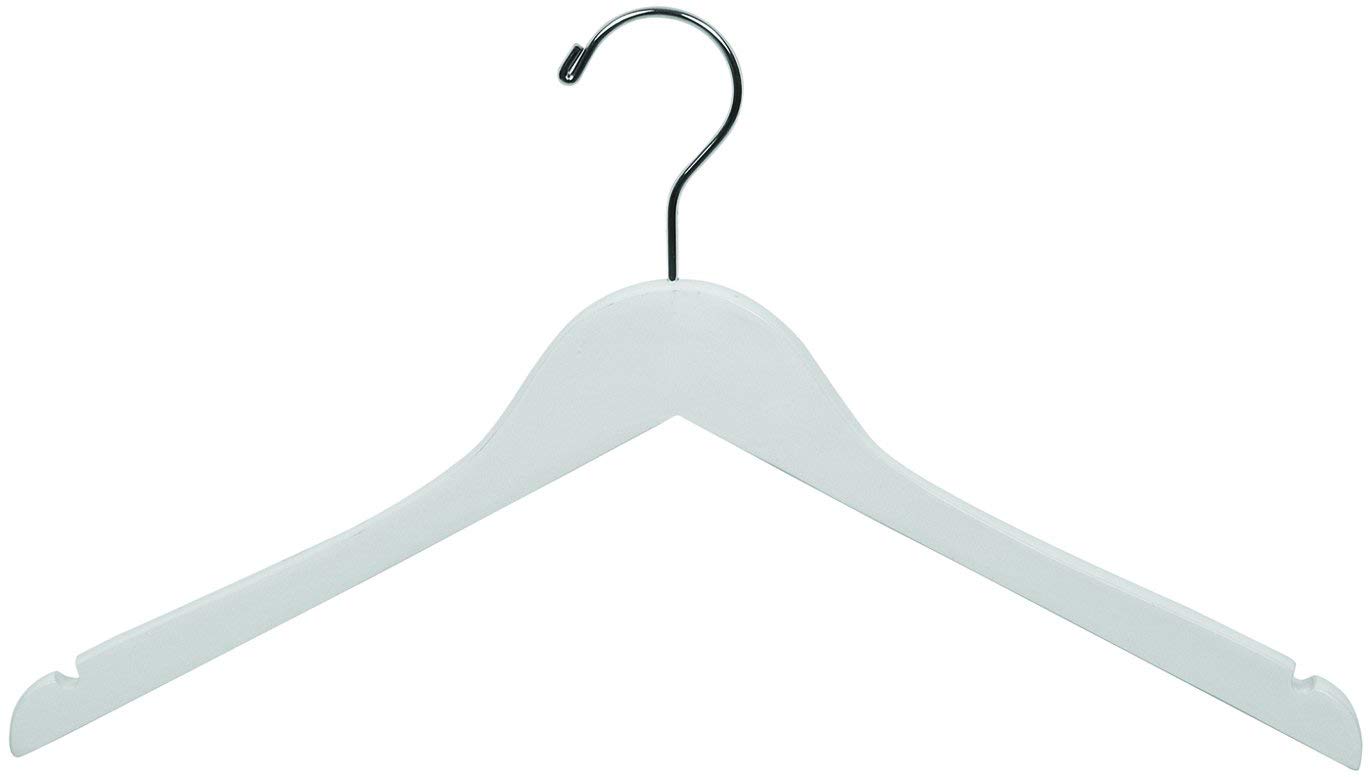 The Great American Hanger Company - 50 Pack White Rubberized Wooden Clothes Hangers with Chrome Swivel Hooks, Space Saving Flat Design for Pants, Skirts & Straps - Perfect for Closet Organization & Retail Stores