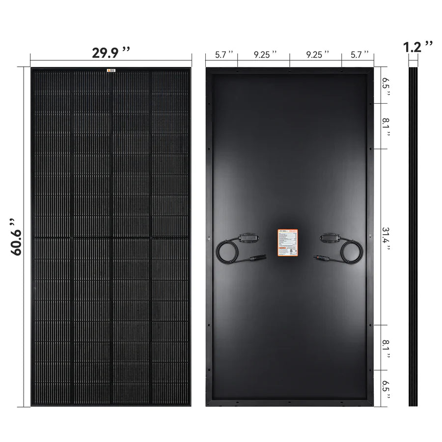 Rich Solar MEGA 250 Watt Monocrystalline Solar Panel - UL Certified, High Efficiency Black Solar Panel for Off-Grid Homes, RVs & Camping | Renewable Energy Solution