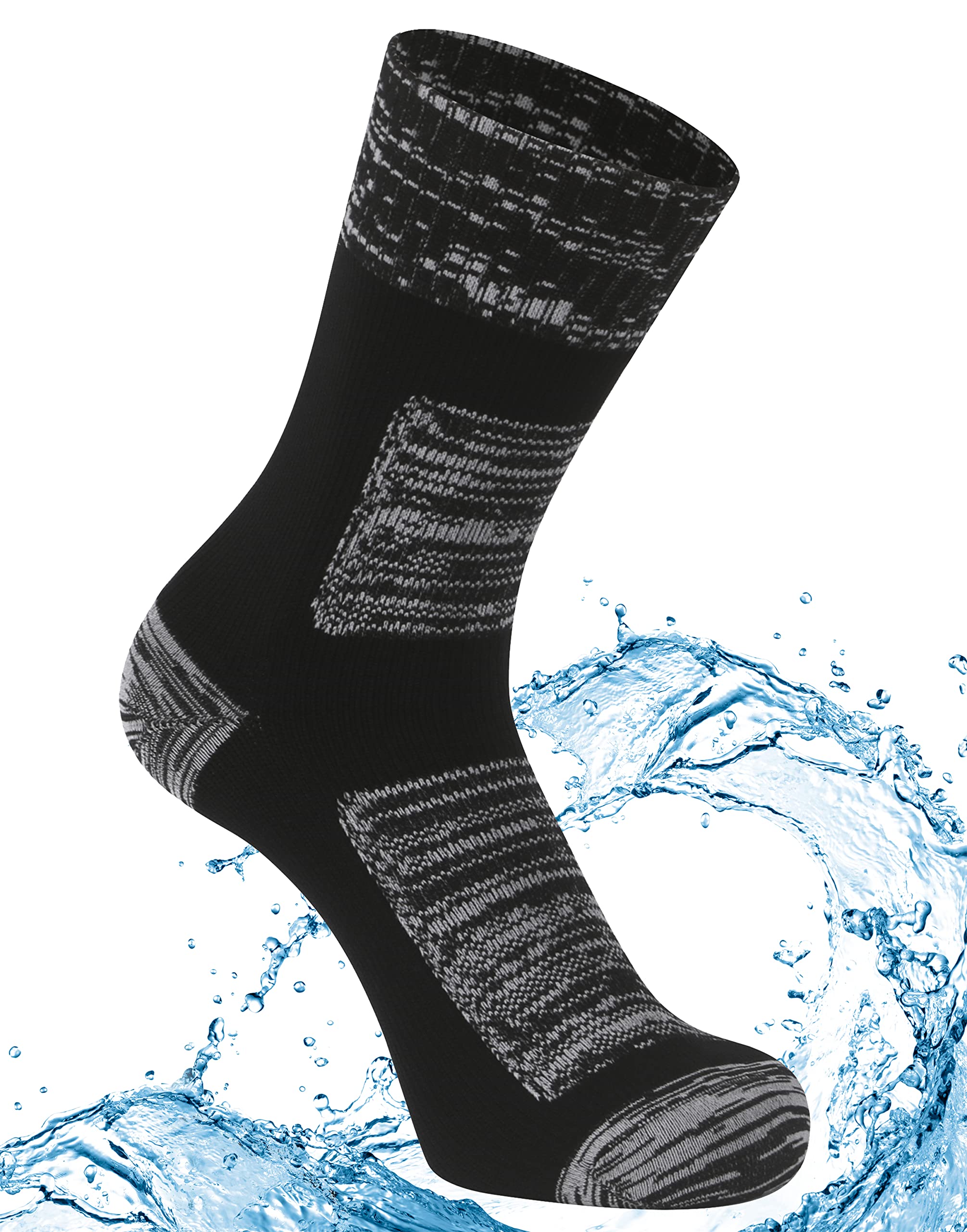 Waterproof Socks for Men & Women - Breathable Cushioned Outdoor Sports Socks for Hiking, Running, Skiing & Wading - All-Weather Crew Boot Socks for Cold & Wet Conditions
