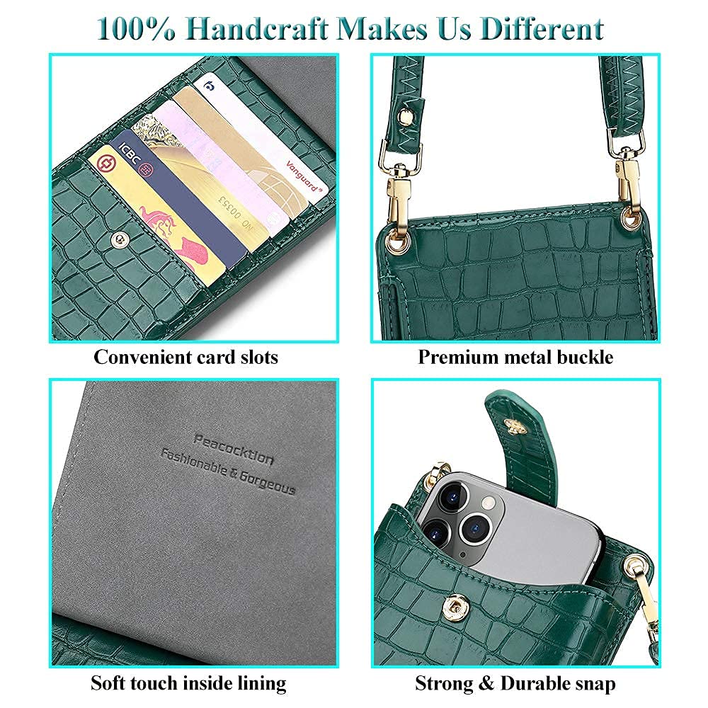Peacocktion Women's Small Crossbody Bag - Stylish Cell Phone Purse with Adjustable Shoulder Strap - Perfect for Travel, Shopping & Everyday Use