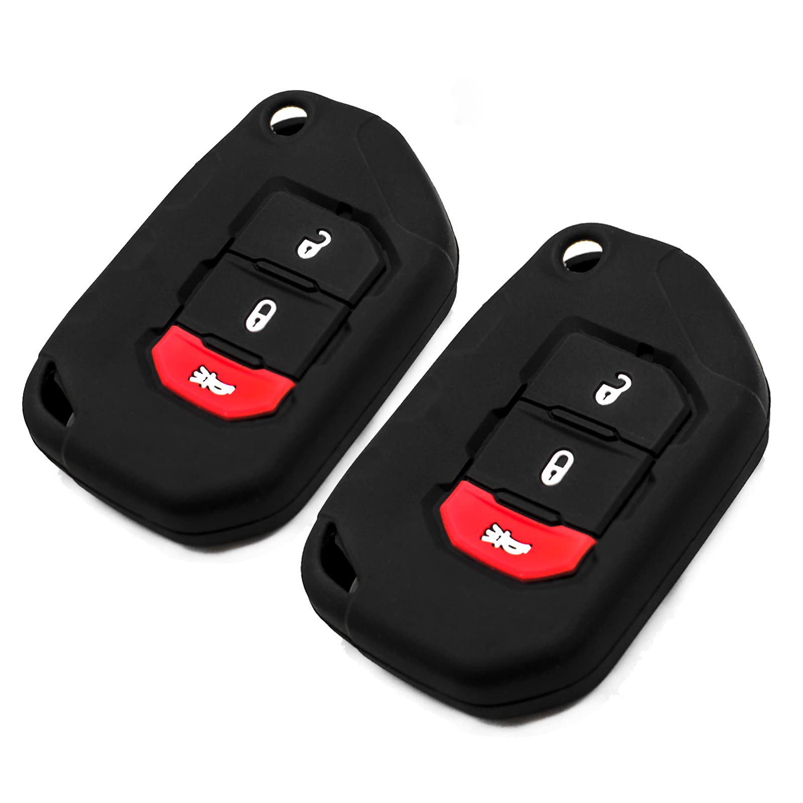 Premium Silicone Key Fob Cover for Jeep Wrangler JL/JLU/Rubicon/Gladiator JT/Sahara - 3 Button Remote Key Protector Case (Black) | Durable Car Accessories for Off-Road Protection & Daily Use