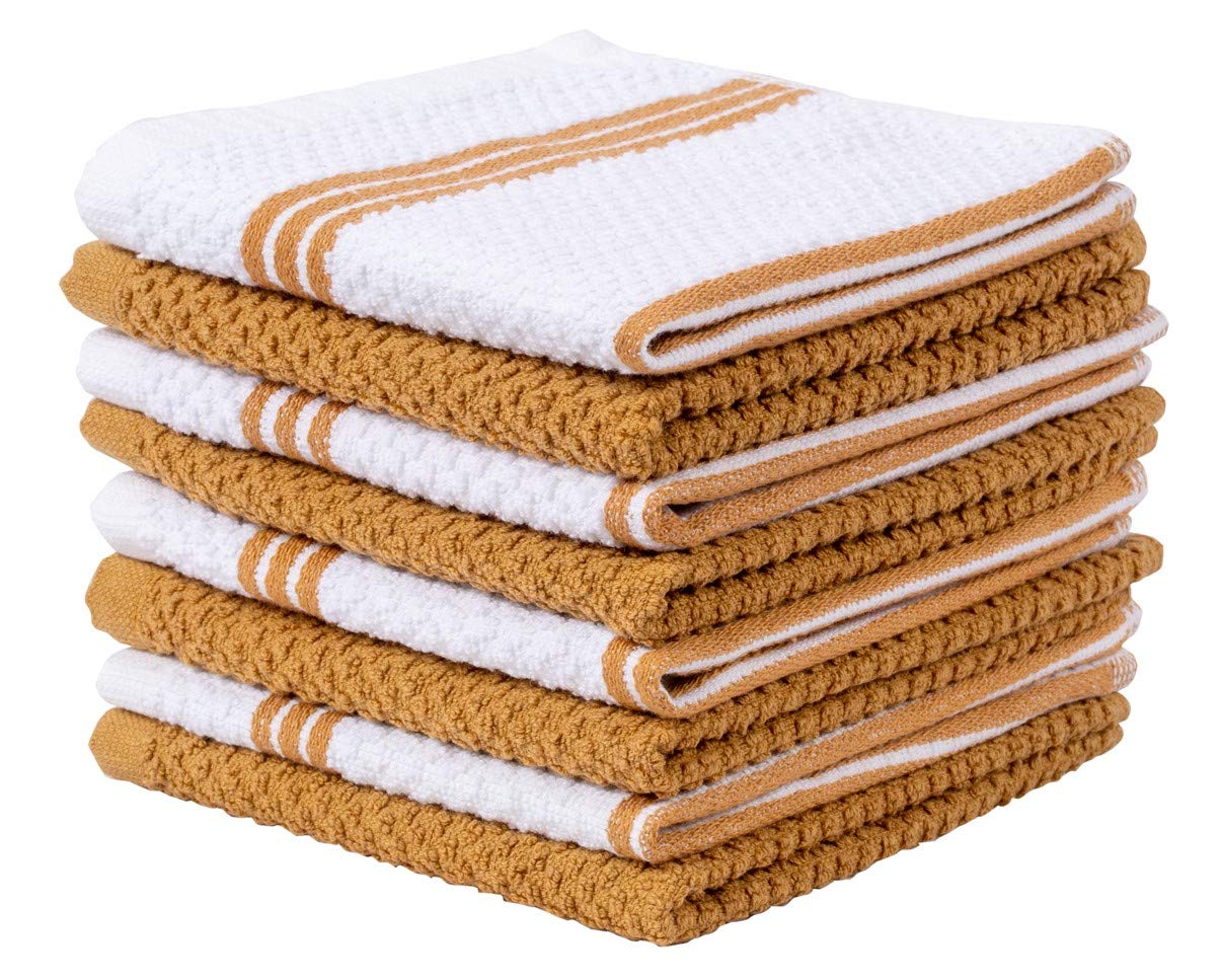 Living Fashions 8-Pack Premium Cotton Dish Cloths - 12x12 Inch Super Absorbent Kitchen Towels & Washcloths - Eco-Friendly Dish Rags for Washing Dishes, Cleaning Countertops, and Drying Hands (Perfect for Home, Restaurant & RV Use)