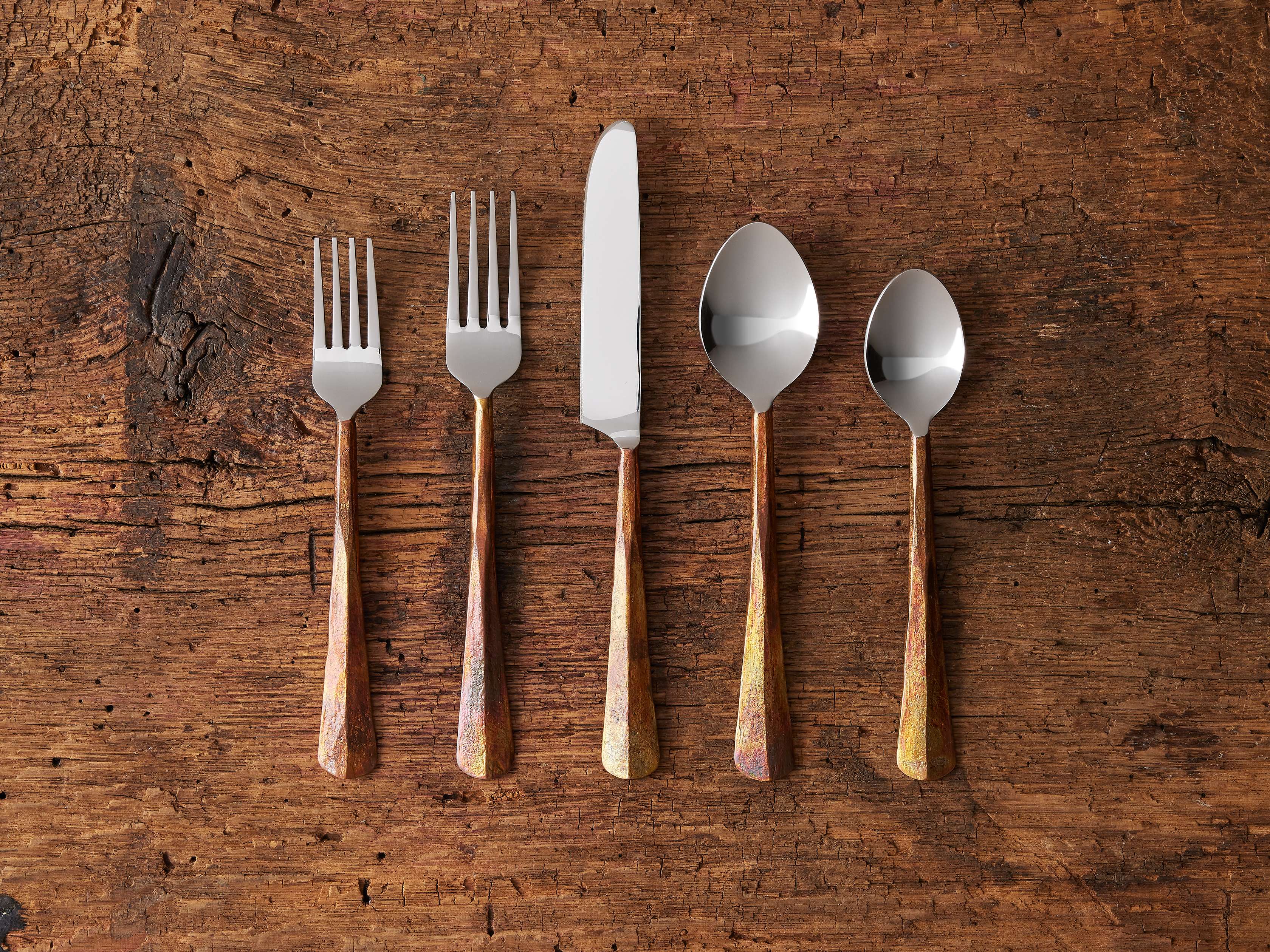 Arber 5-Piece Copper Flatware Set - Elegant Dinnerware for Fine Dining, Wedding Gifts & Special Occasions