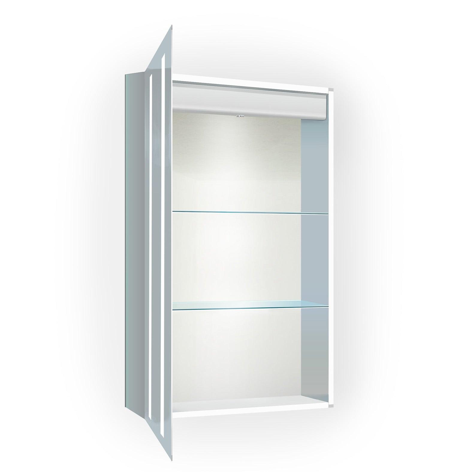 Krugg Kinetic 20x30 Inch Left-Mounted Bathroom Mirror with LED Dimmer & Defogger - Perfect for Modern Vanities and Spa-Like Showers