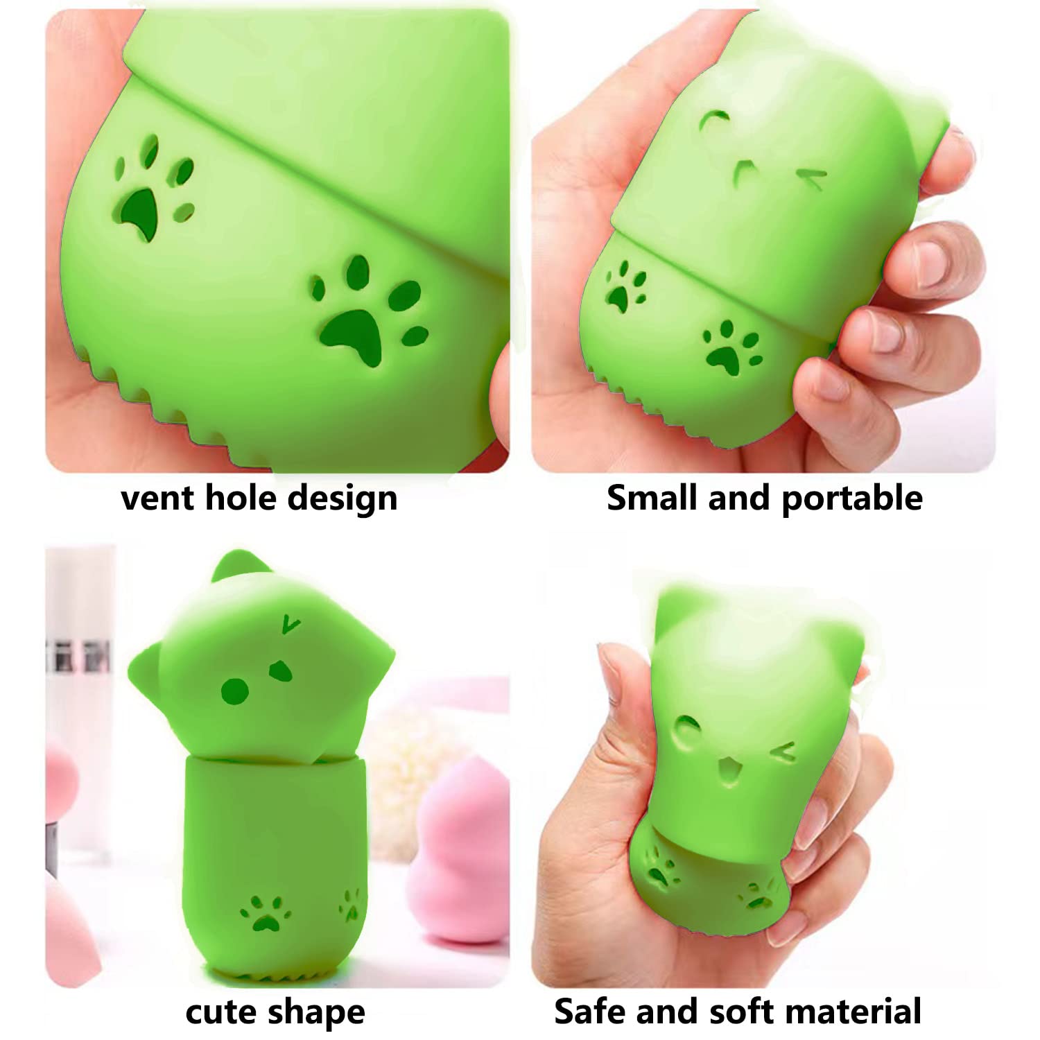 Premium Makeup Sponge Holder & Travel Case - Beauty Blender Drying Stand for Cosmetic Sponges, Powder Puffs & Beauty Eggs | Portable Organizer for Makeup Tools | Perfect for Travel, Home Vanity & Professional Makeup Kits (Green)