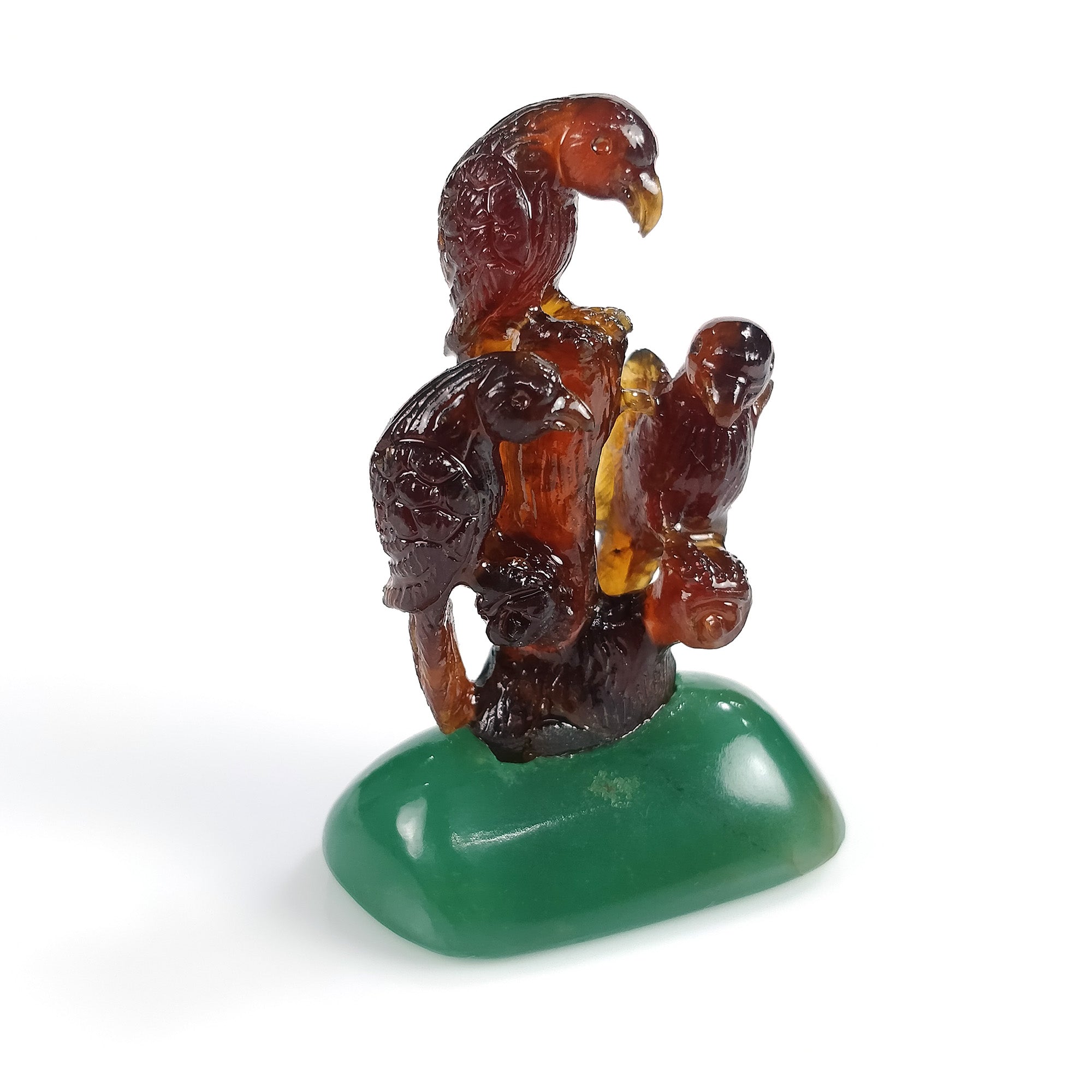 Natural Hessonite Garnet Gemstone Bird Carving - 218.50cts Untreated Cinnamon Hessonite with Quartzite - 63x43mm Handcrafted Jewelry for Meditation & Spiritual Healing