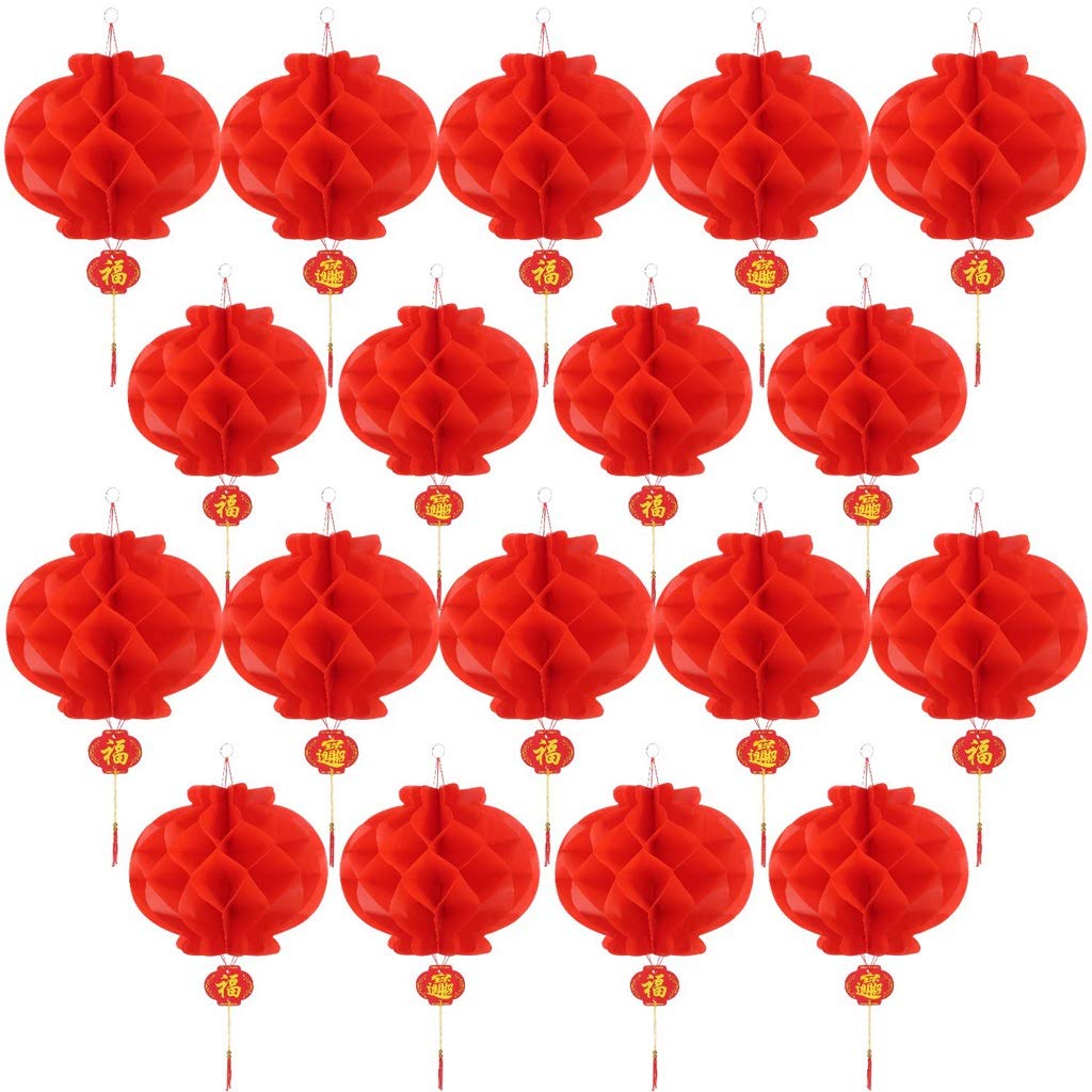 Zxb-shop 40-Pack Colorful Chinese New Year Paper Lanterns - 10 Inch Thickened Red Hanging Lanterns for Festival Decorations, Party Supplies & Home Decoration | Perfect for Chinese New Year, Weddings, Birthday Parties & Indoor/Outdoor Events