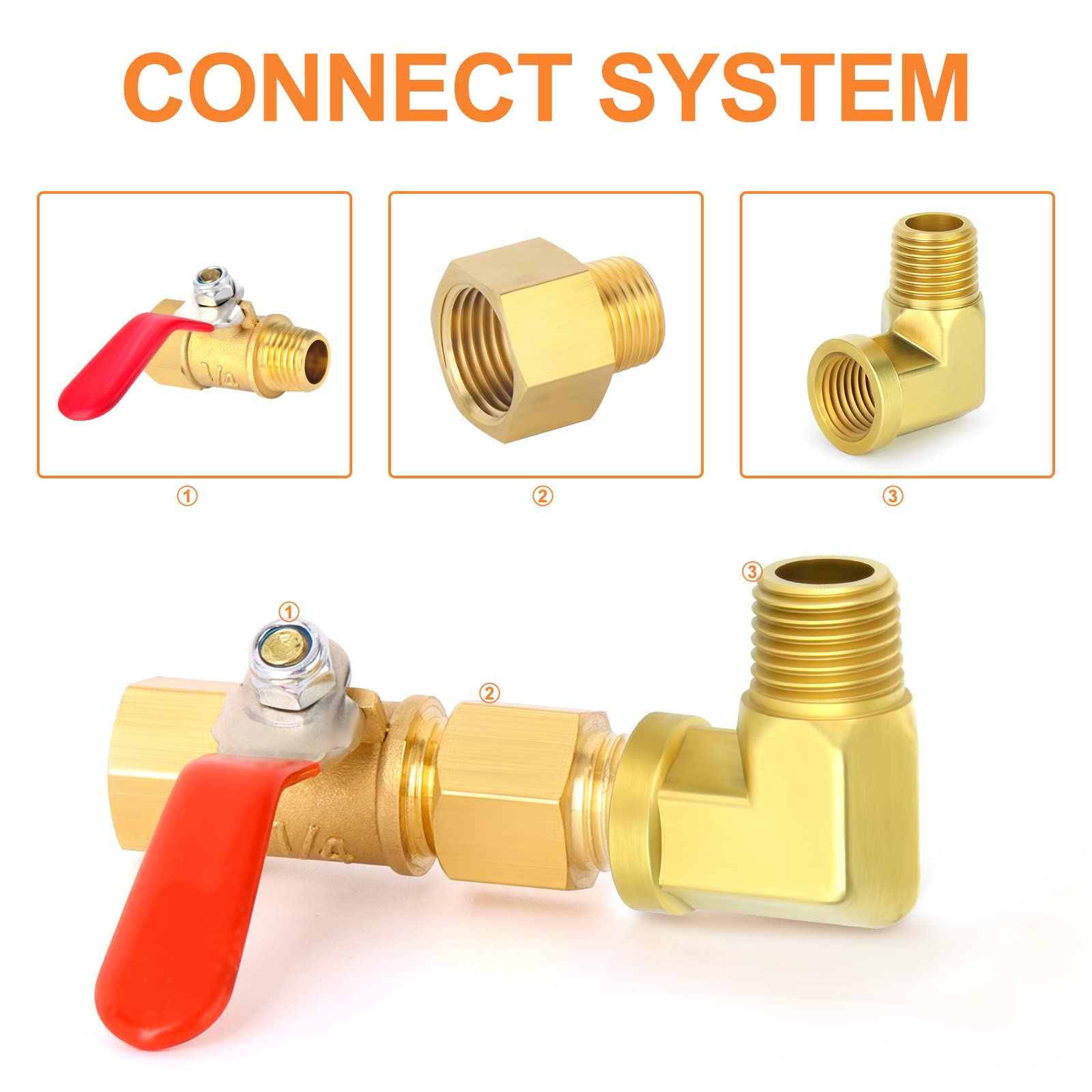 90 Degree Barstock Street Elbow - 5pcs 1/8 Inch NPT Male to Female Brass Pipe Fitting - Perfect for Plumbing, HVAC, and Industrial Applications