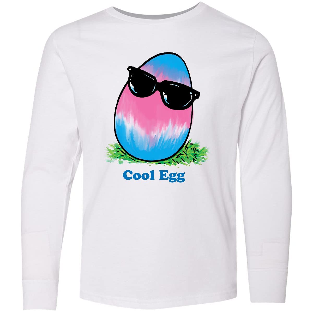 Inktastic Easter Pink and Blue Cool Egg Youth Long Sleeve T-Shirt | Fun Holiday Graphic Tee for Boys & Girls | Easter Outfit, Spring Fashion, Casual Wear