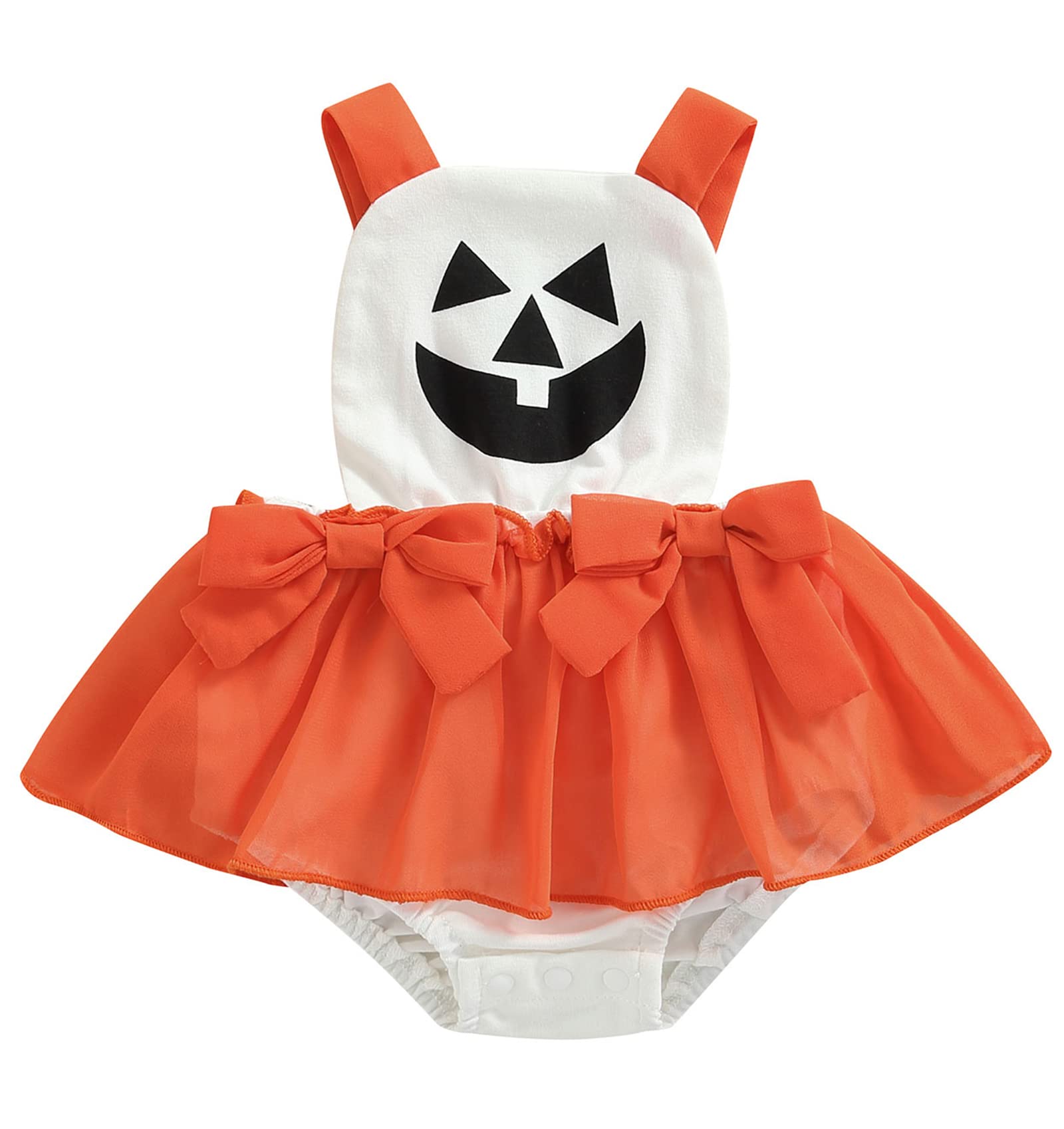 Adorable Newborn Baby Girls Halloween Romper - Halter Sleeveless Bodysuit with Tutu Skirt | Princess Costume Outfit Set for Infants 0-12 Months | Perfect for Halloween Parties, Photo Shoots & Dress-Up Play